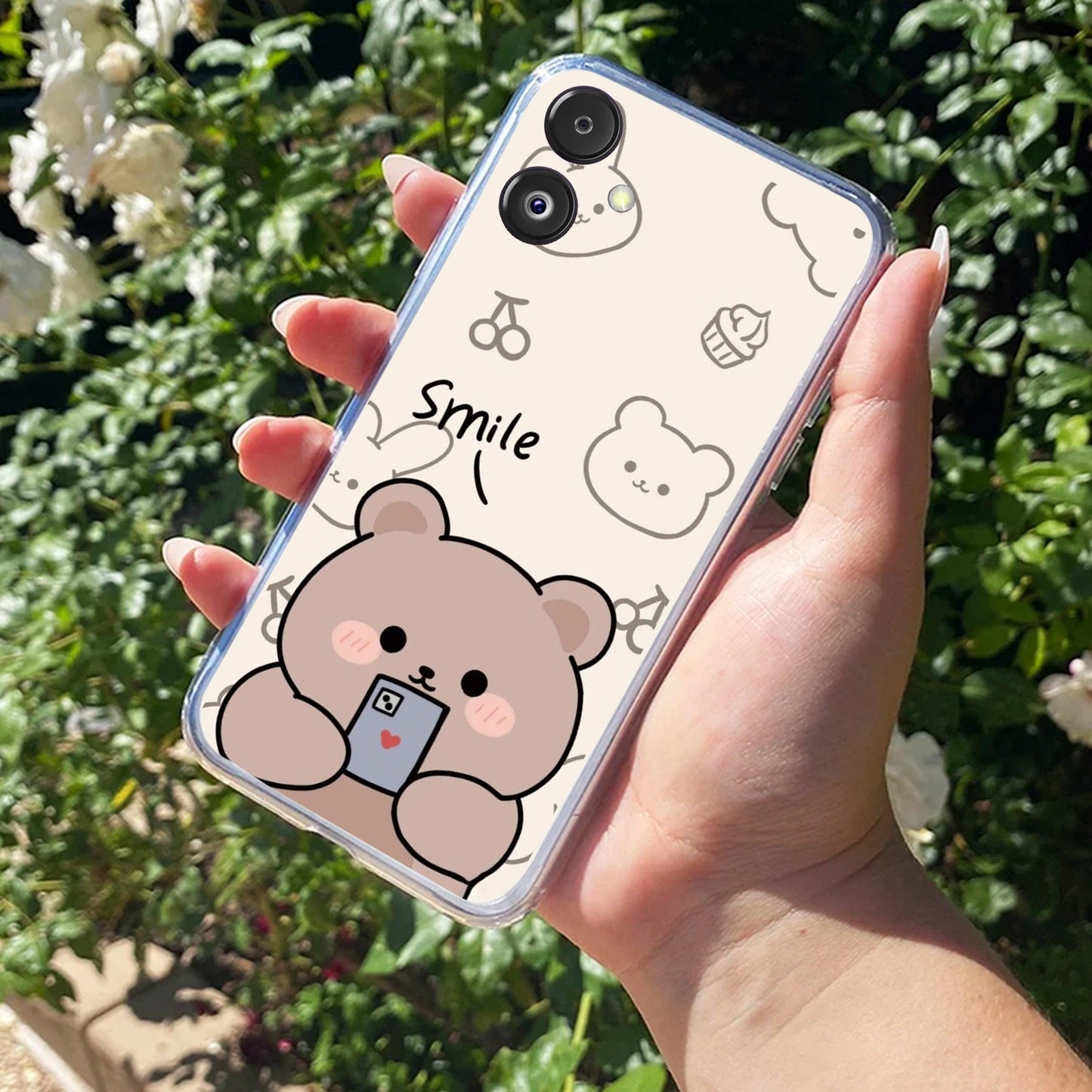 Cute Bear Transparent Silicon Case For Samsung