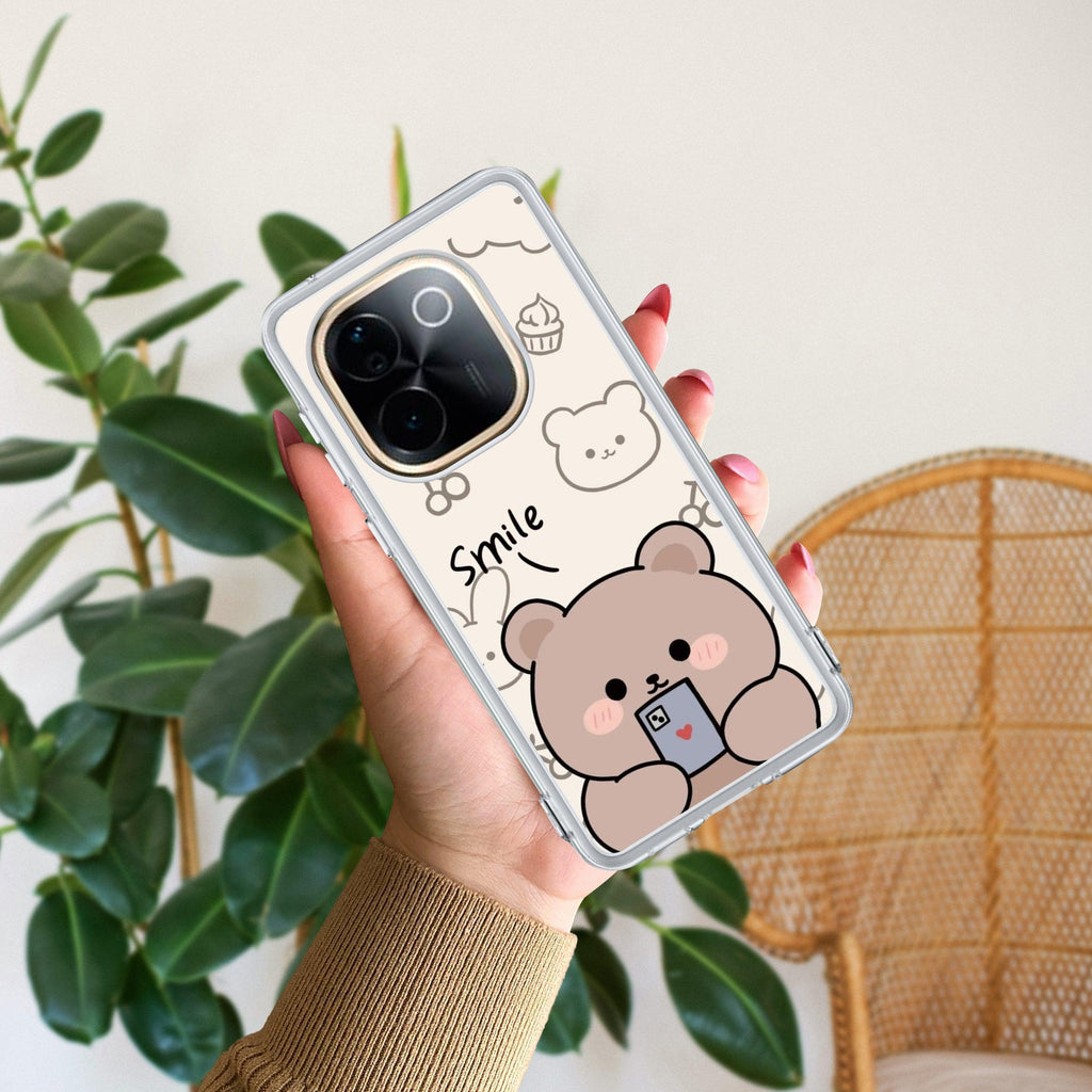 Cute Bear Transparent Silicon Case For Vivo