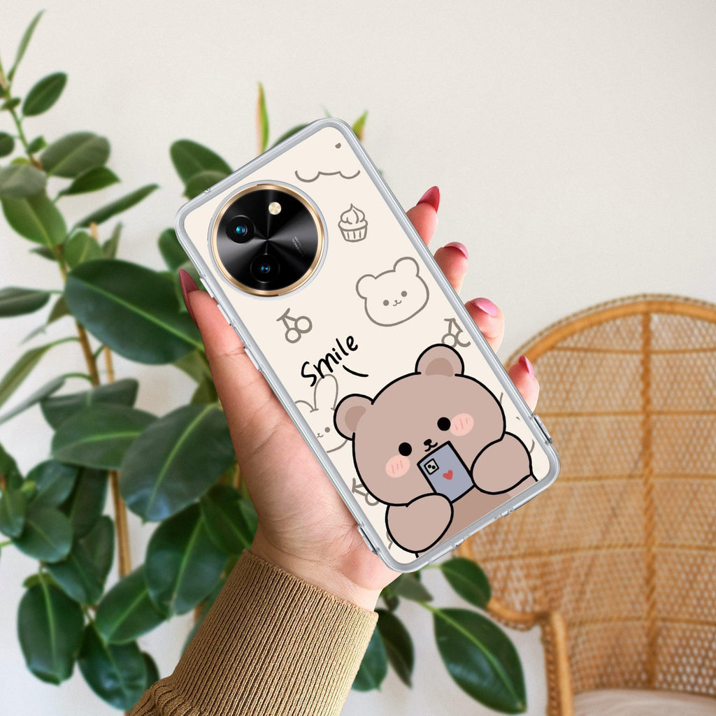 Cute Bear Transparent Silicon Case For Vivo