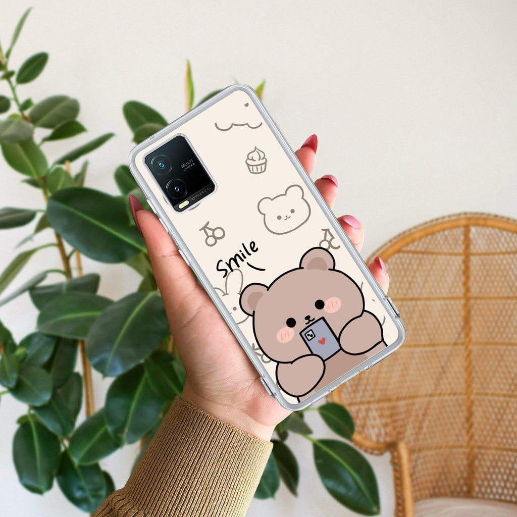 Cute Bear Transparent Silicon Case For Vivo