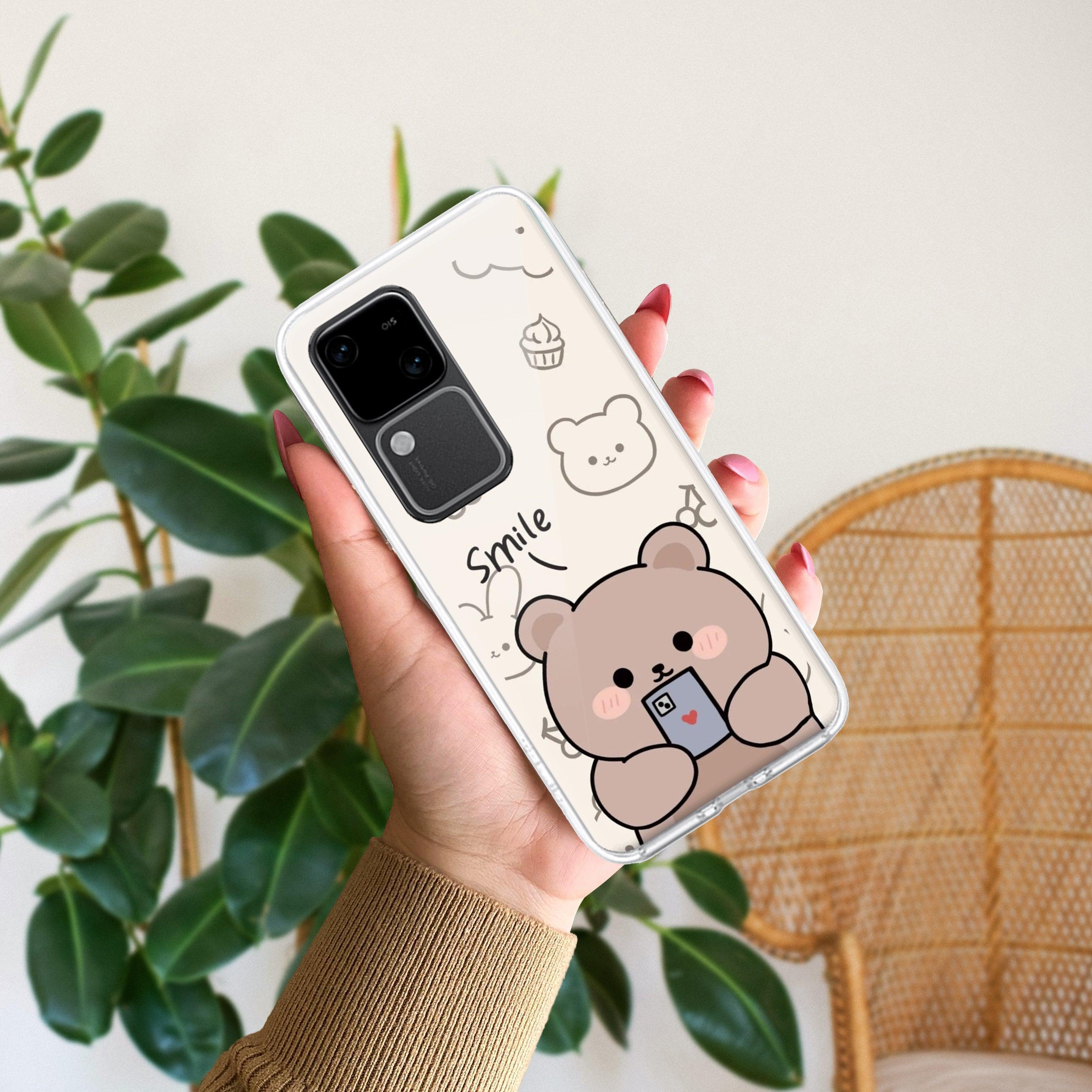 Cute Bear Transparent Silicon Case For Vivo - ShopOnCliQ