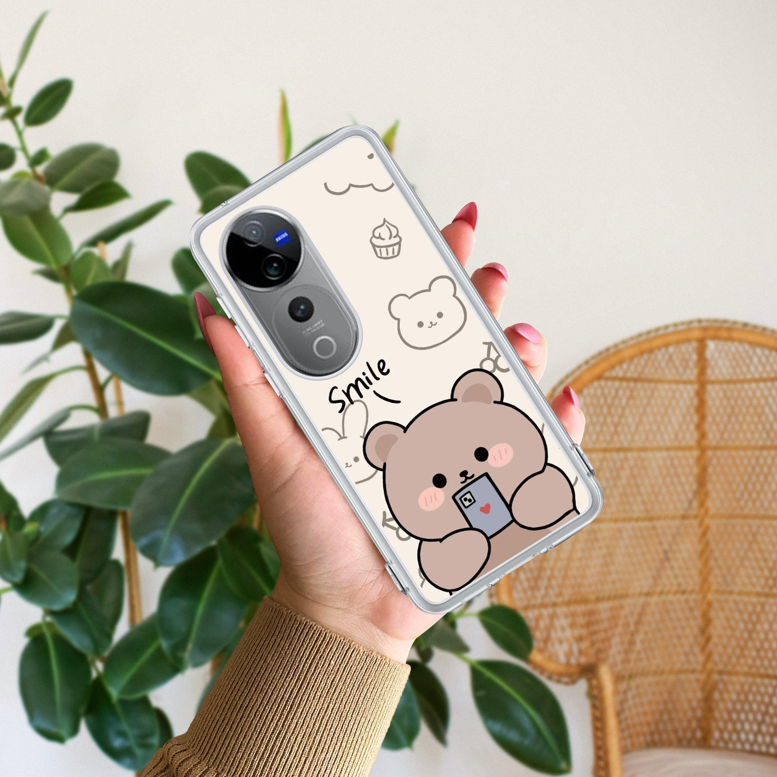 Cute Bear Transparent Silicon Case For Vivo - ShopOnCliQ