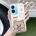 Cute Bear Transparent Silicon Case For Vivo T2x 5G