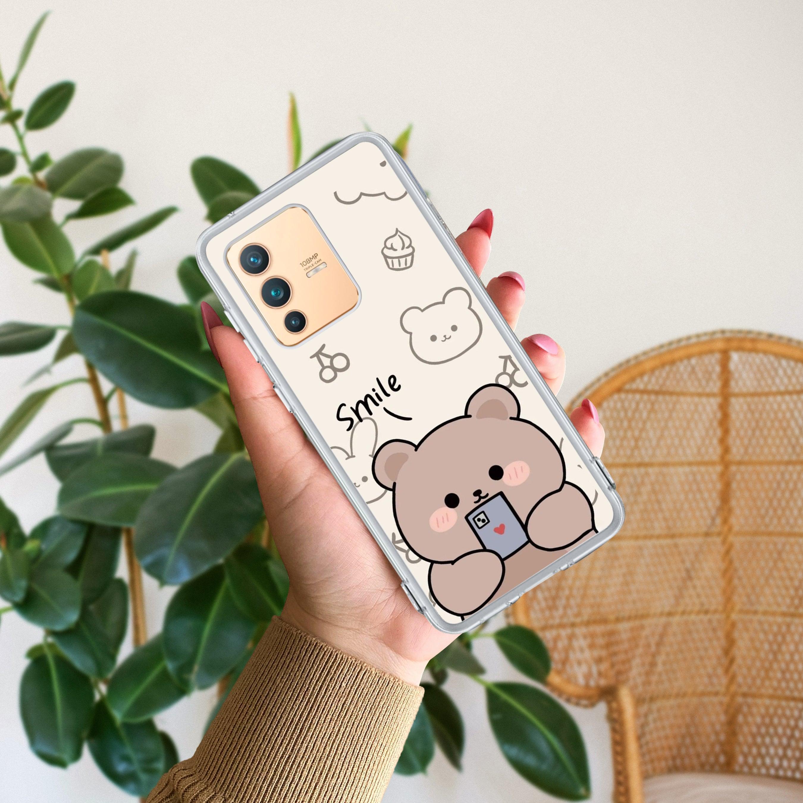 Cute Bear Transparent Silicon Case For Vivo - ShopOnCliQ