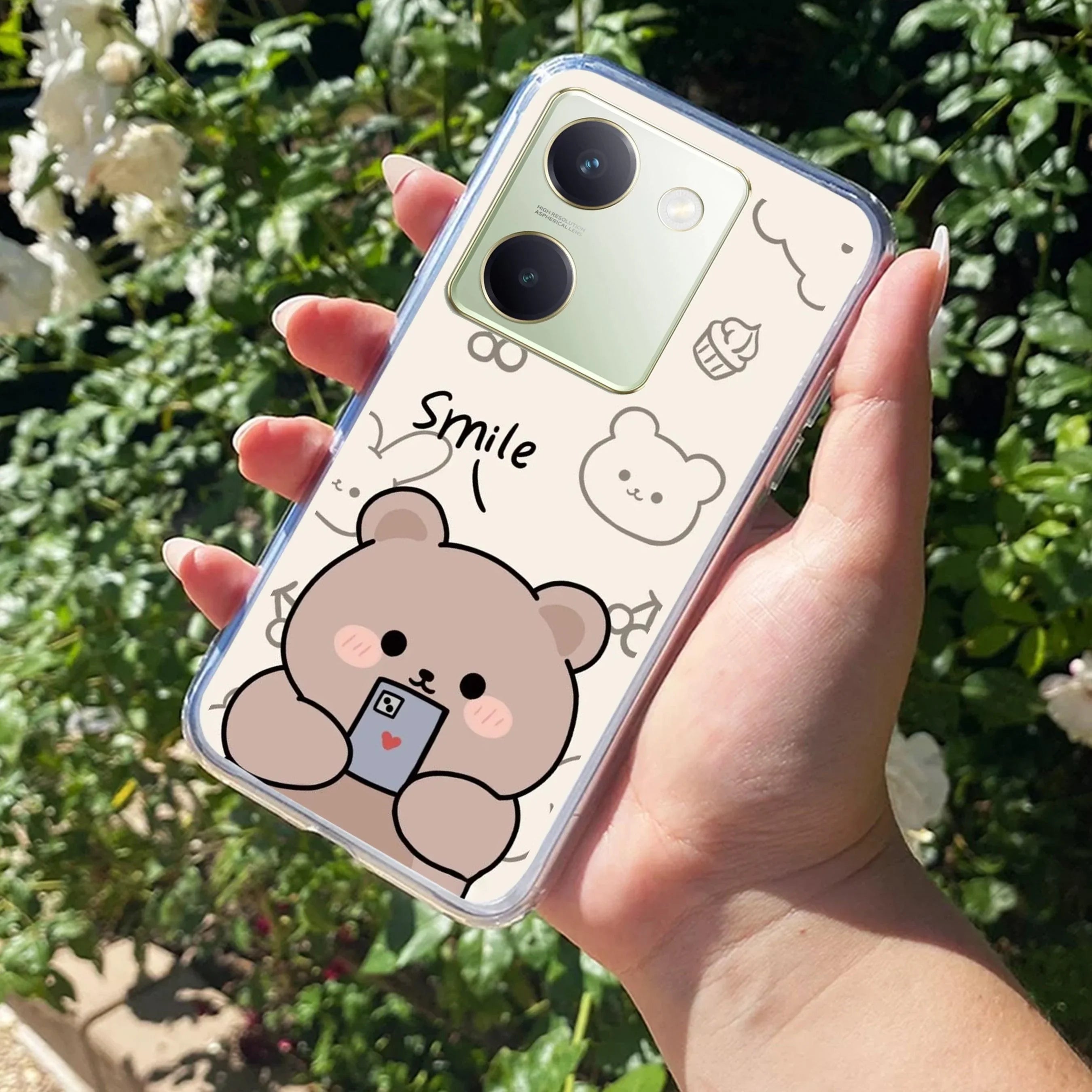 Cute Bear Transparent Silicon Case For Vivo - ShopOnCliQ