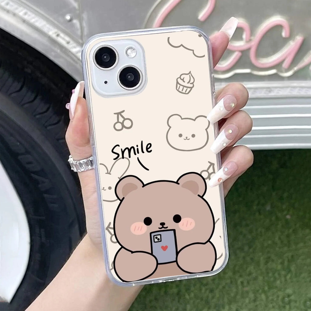 Cute Bear Transparent Silicon Case For iPhone 14 Pro Max