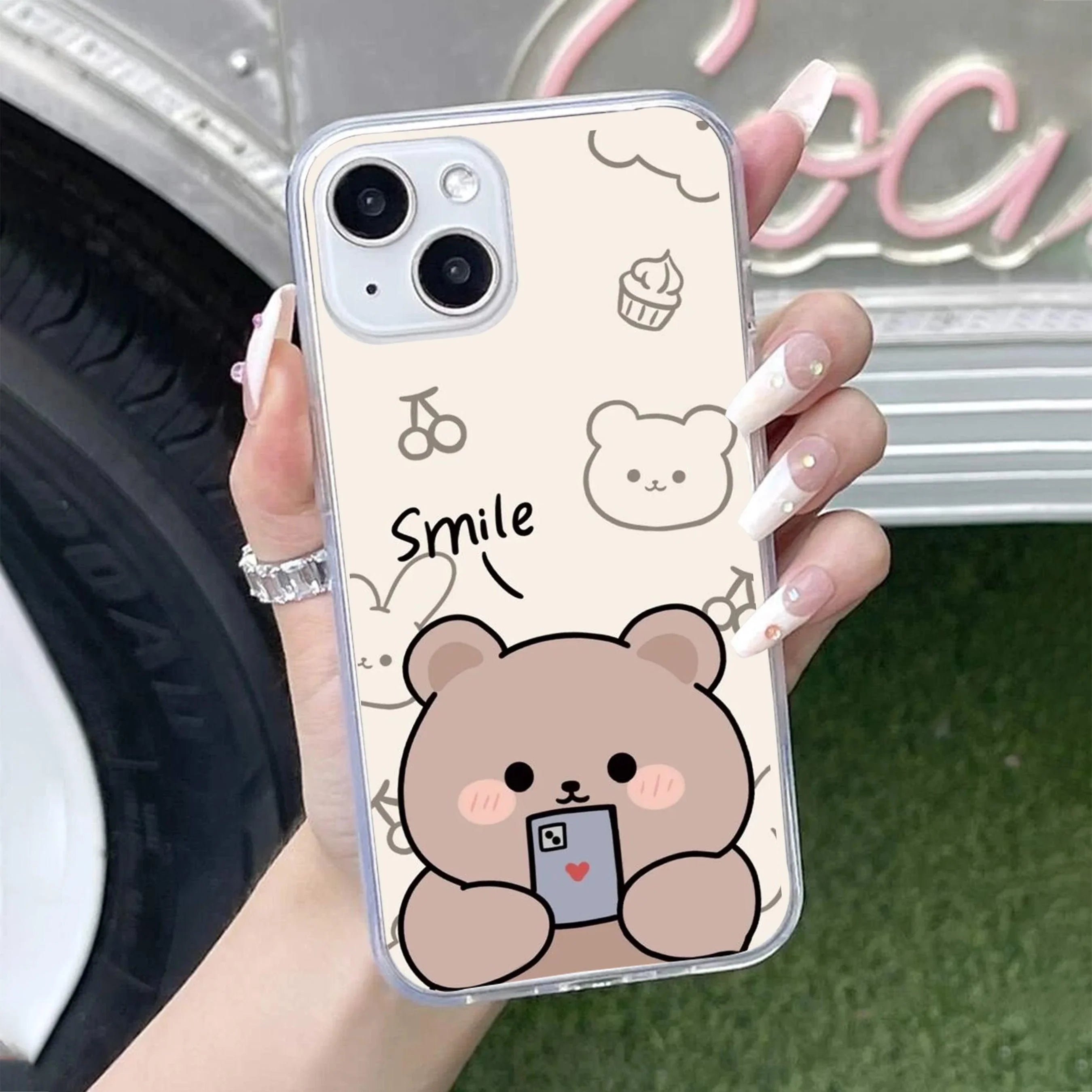 Cute Bear Transparent Silicon Case For iPhone 14 Pro Max
