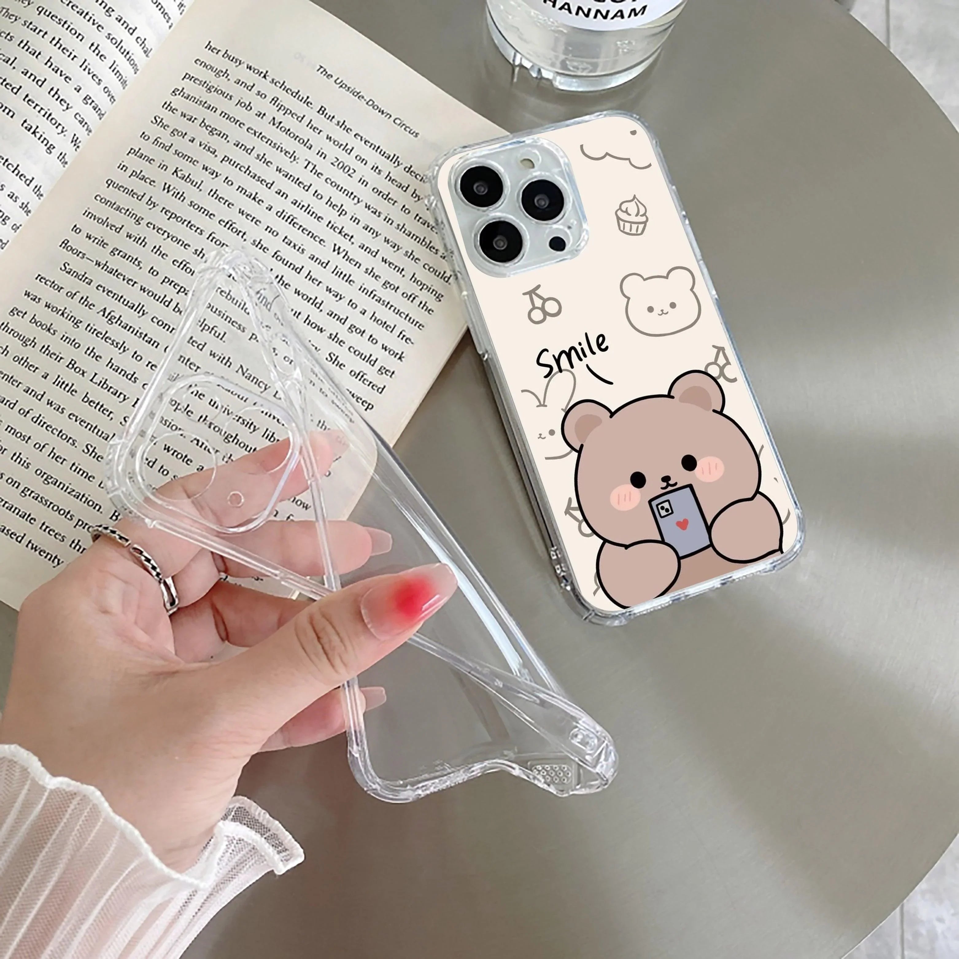 Cute Bear Transparent Silicon Case For iPhone 15 Pro