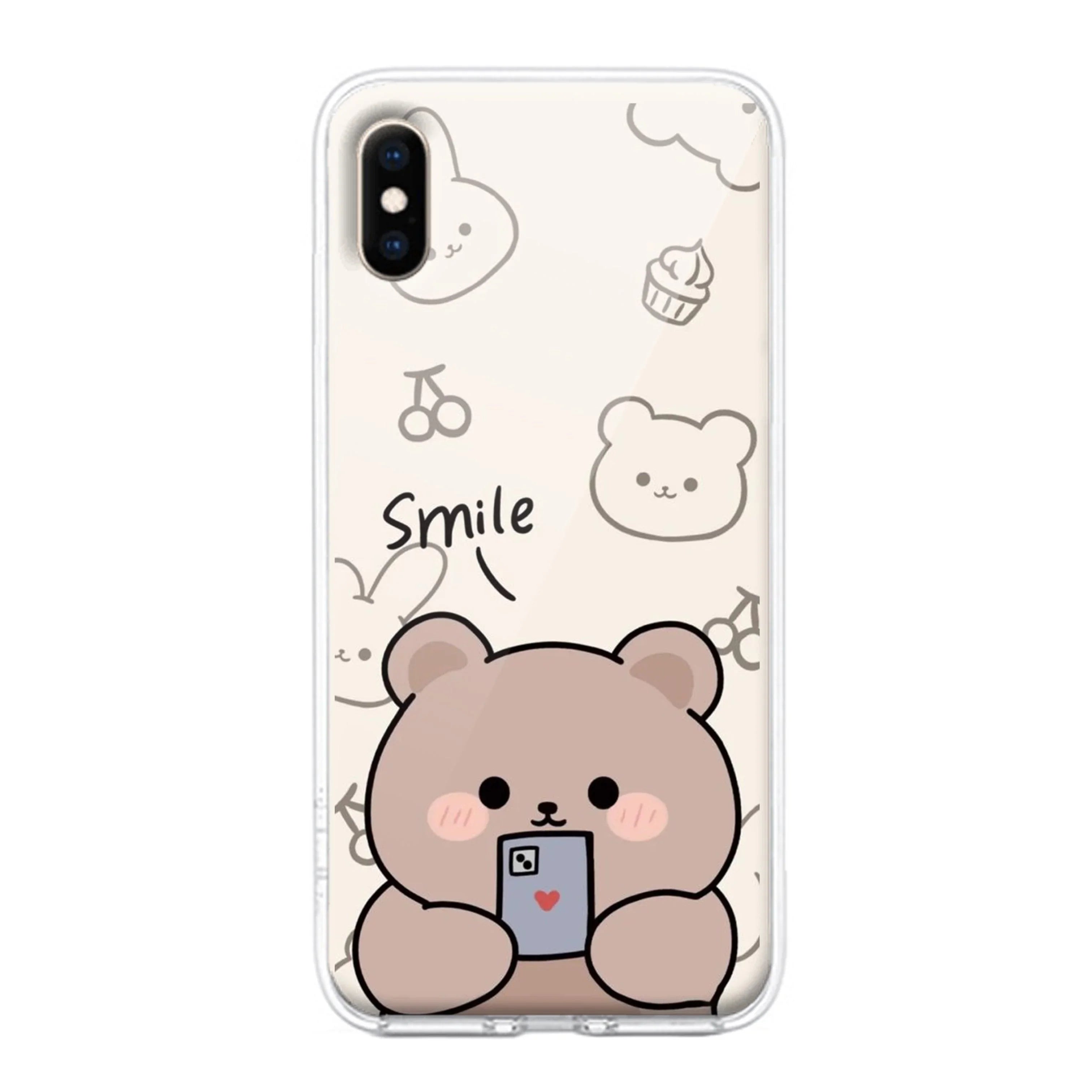 Cute Bear Transparent Silicon Case For iPhone X/Xs