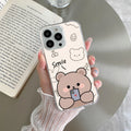 Cute Bear Transparent Silicon Case For iPhone 15 Plus