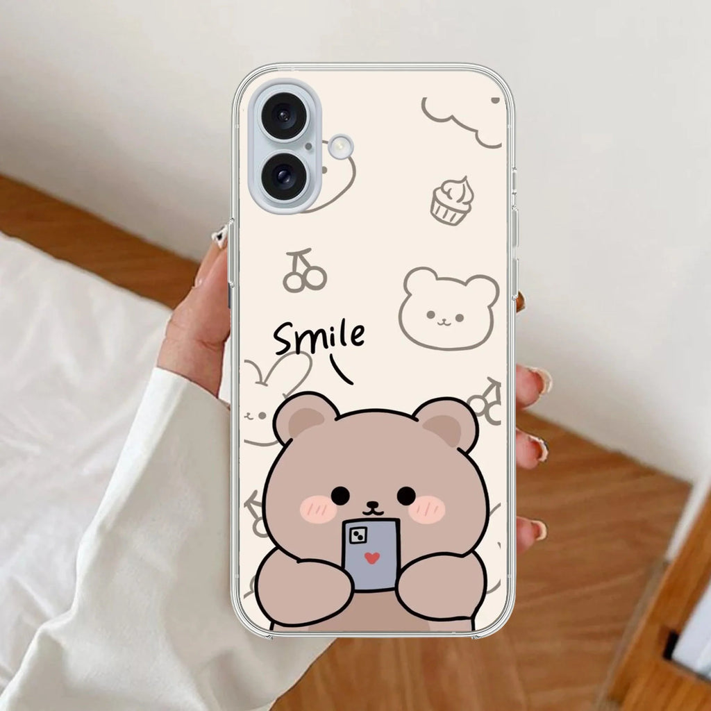 Cute Bear Anti Yellow Clear Case For iPhone 15