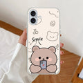Cute Bear Transparent Silicon Case For iPhone 15