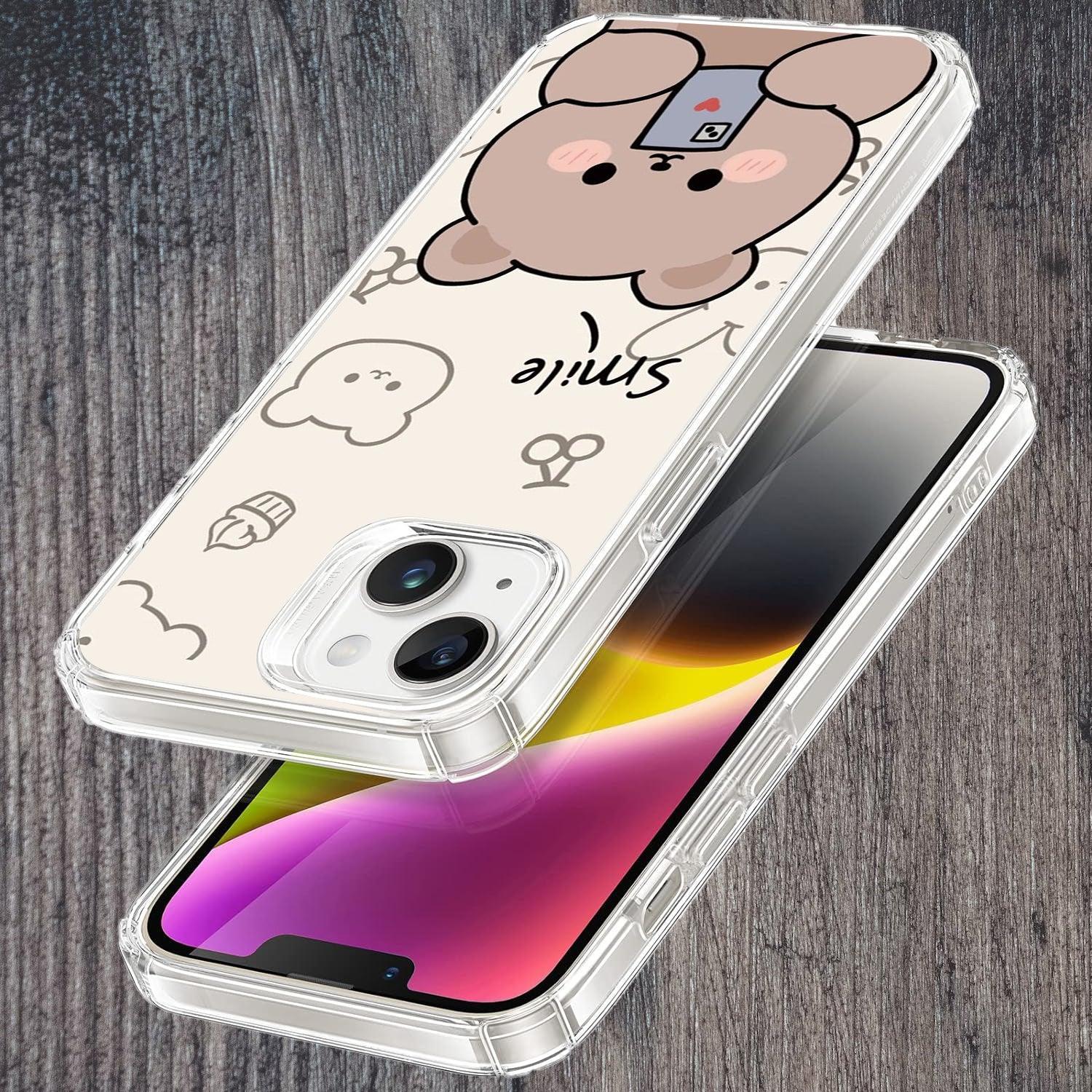 Cute Bear Transparent Silicon Case For iPhone 14