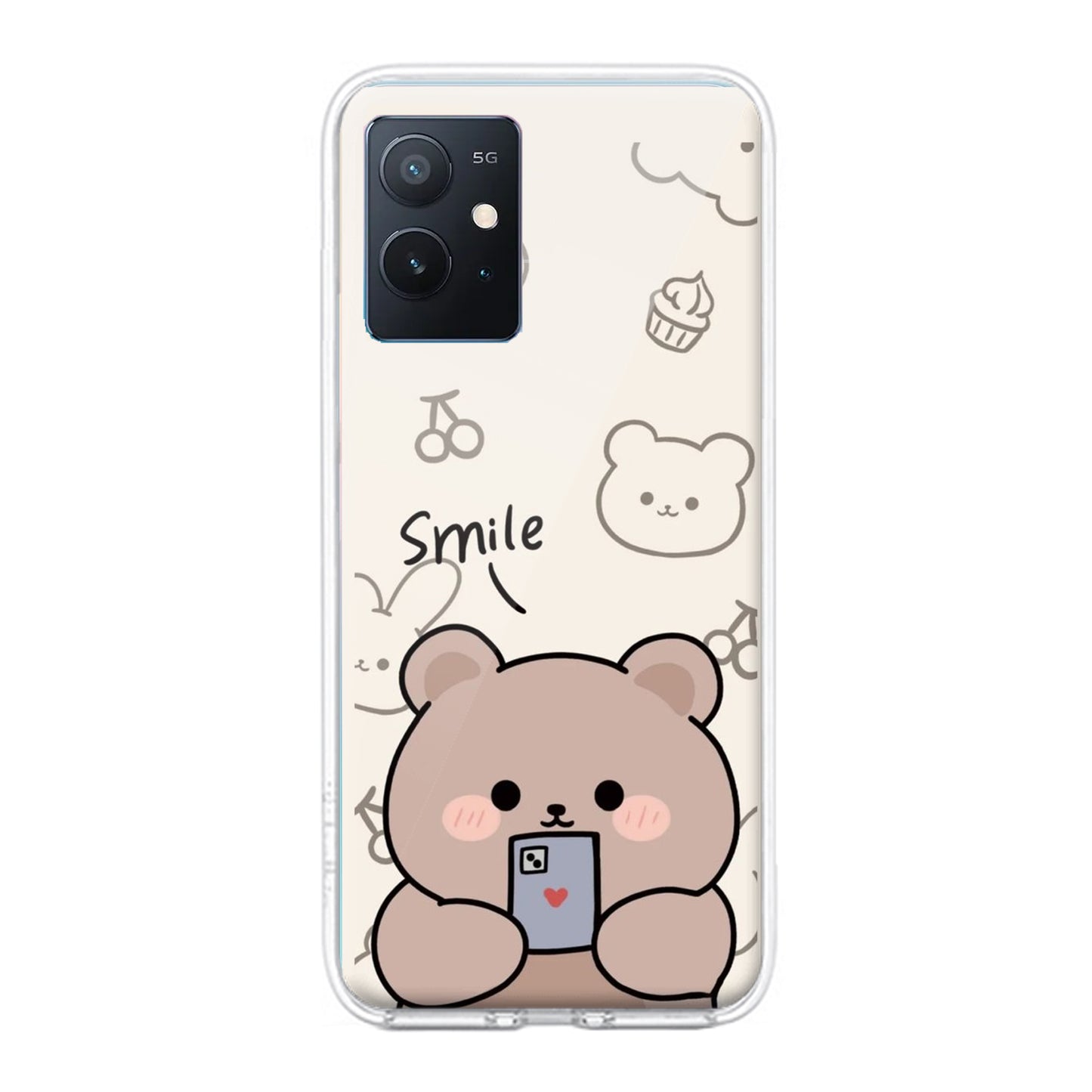 Cute Bear Transparent Silicon Case For iQOO ShopOnCliQ