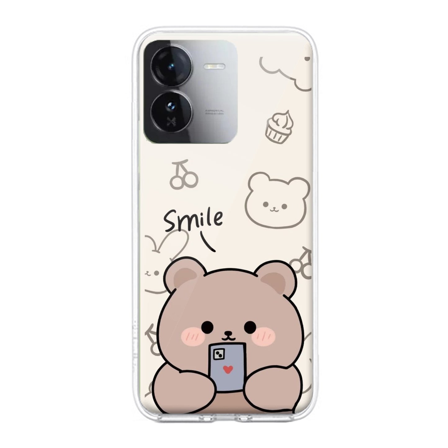 Cute Bear Transparent Silicon Case For iQOO ShopOnCliQ