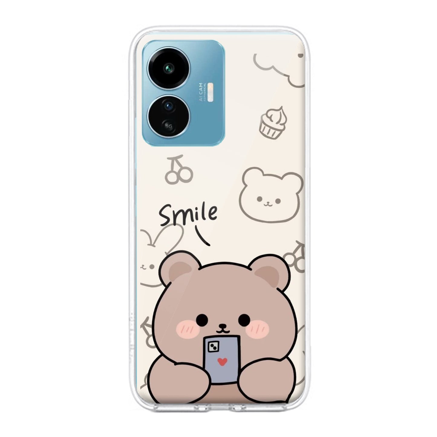 Cute Bear Transparent Silicon Case For iQOO ShopOnCliQ