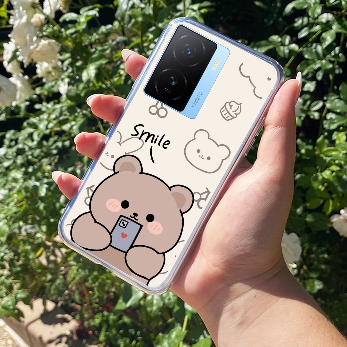 Cute Bear Transparent Silicon Case For iQOO ShopOnCliQ