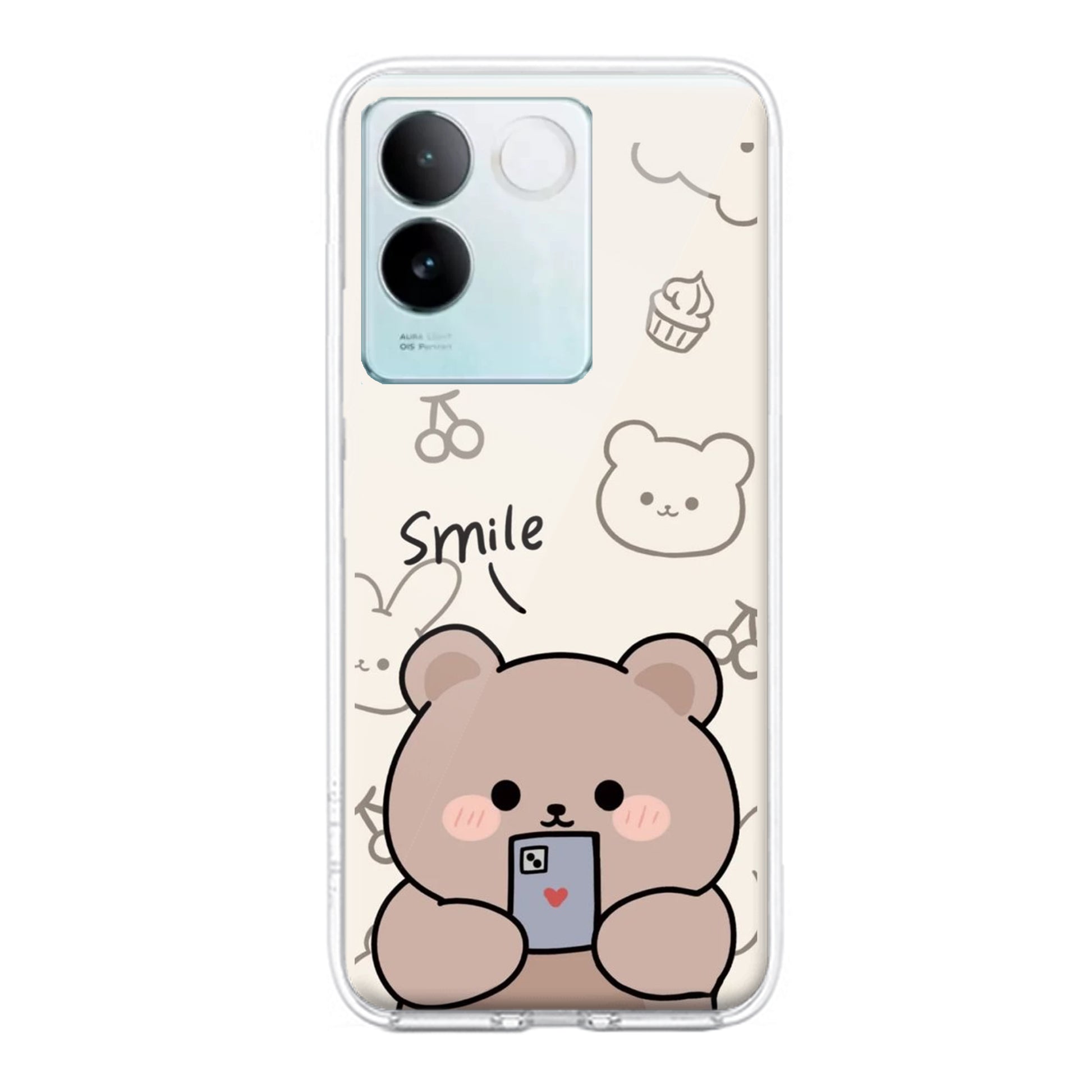 Cute Bear Transparent Silicon Case For iQOO ShopOnCliQ