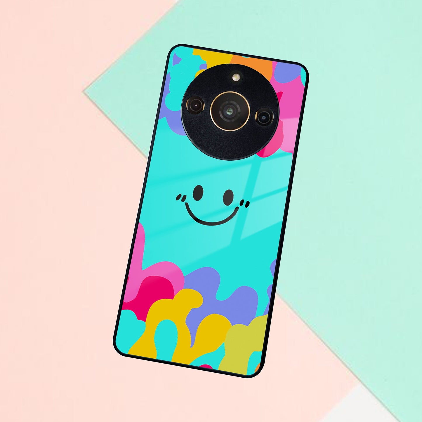 Cute Blue Smiley Multicolor Glass Case For Realme/Narzo ShopOnCliQ