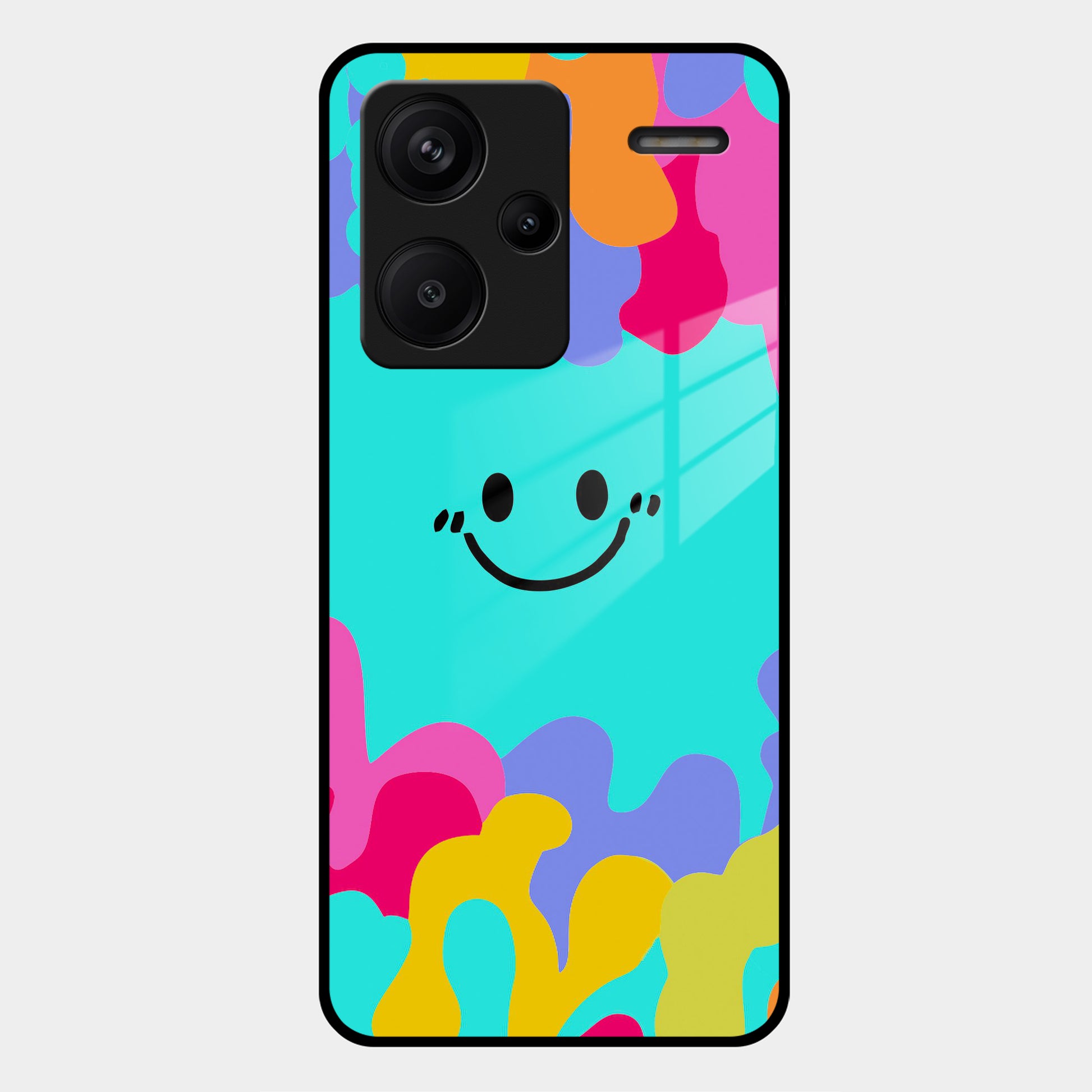 Cute Blue Smiley Multicolor Glass Case For Redmi/Xiaomi ShopOnCliQ