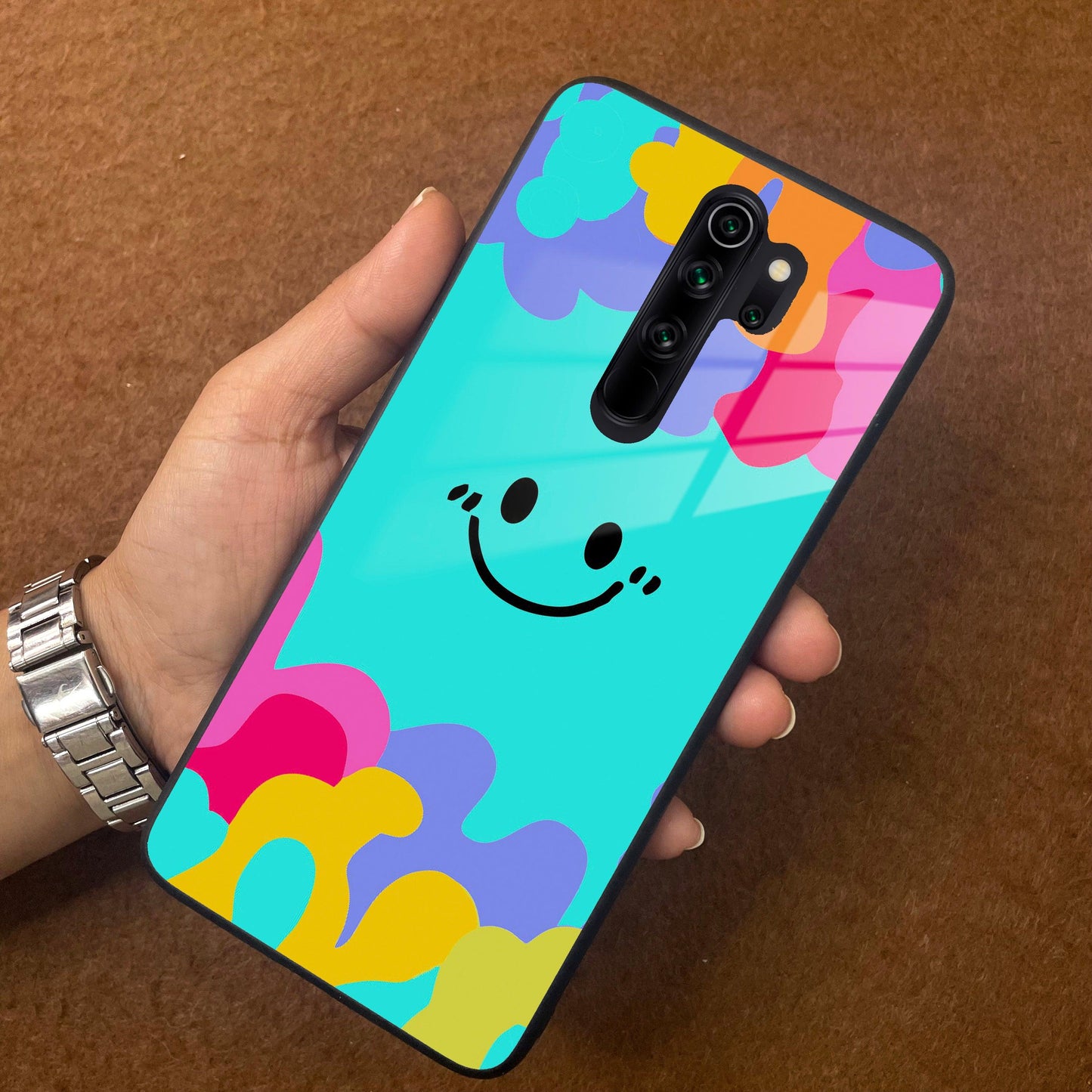 Cute Blue Smiley Multicolor Glass Case For Redmi/Xiaomi ShopOnCliQ