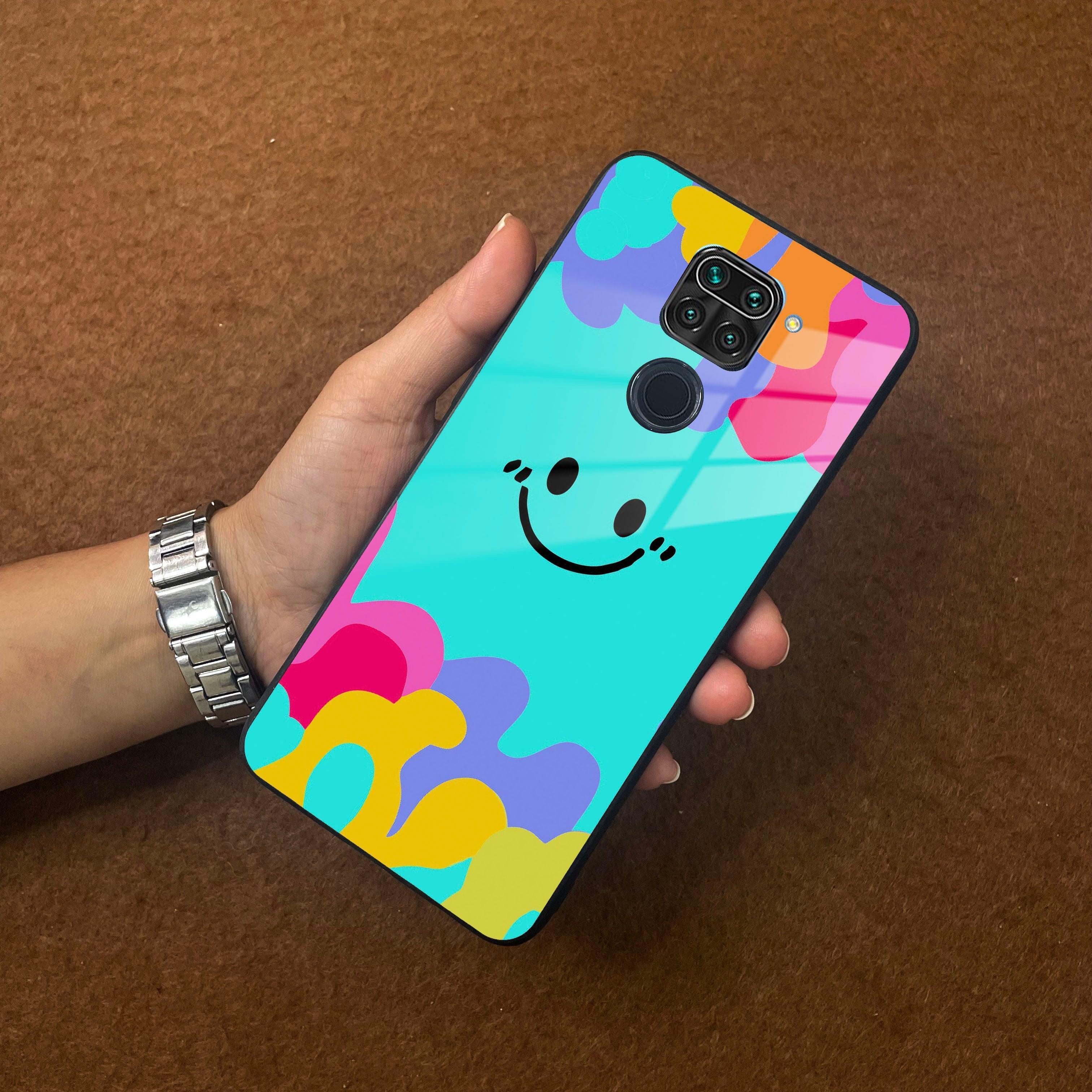 Cute Blue Smiley Multicolor Glass Case For Redmi/Xiaomi - ShopOnCliQ