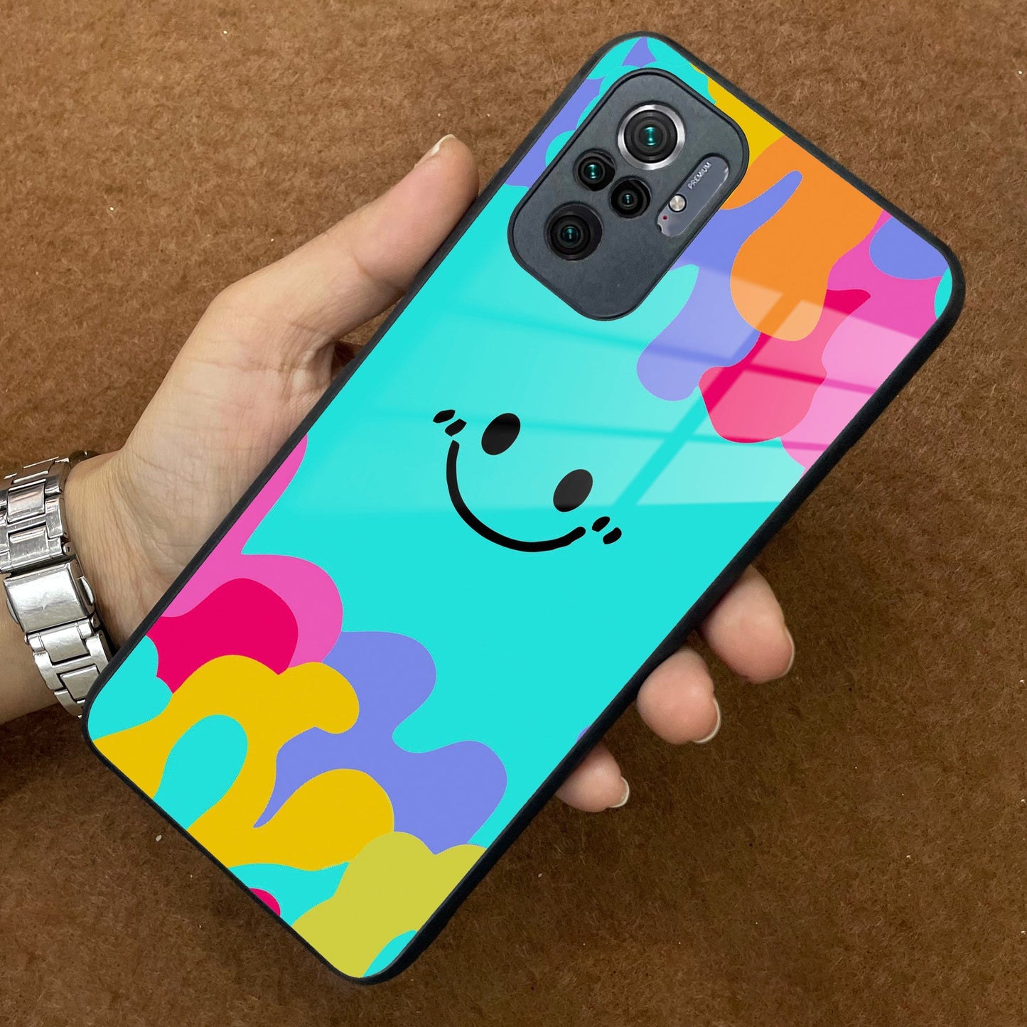 Cute Blue Smiley Multicolor Glass Case For Redmi/Xiaomi ShopOnCliQ