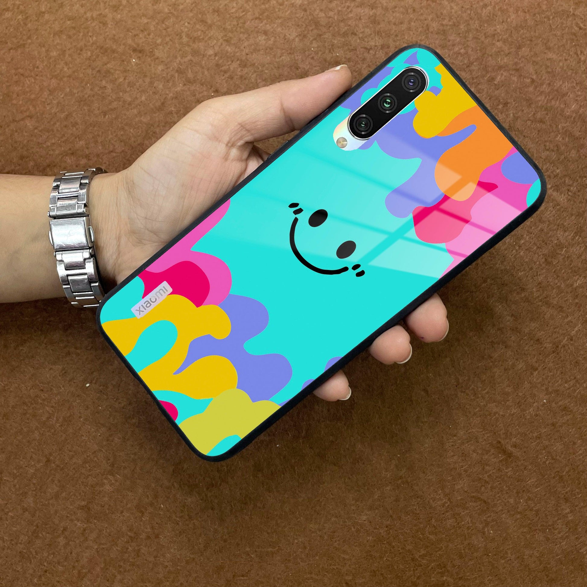 Cute Blue Smiley Multicolor Glass Case For Redmi/Xiaomi ShopOnCliQ