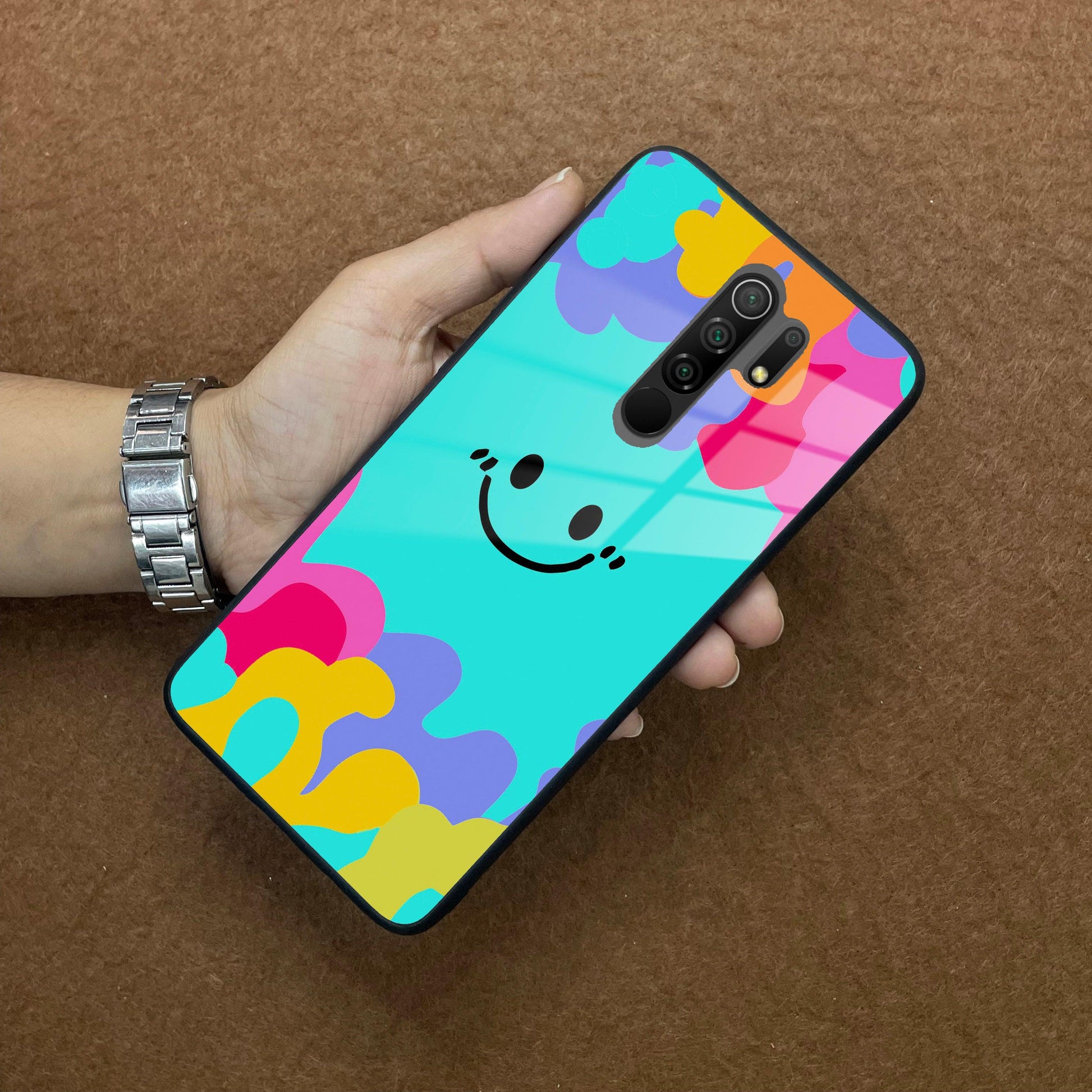 Cute Blue Smiley Multicolor Glass Case For Redmi/Xiaomi ShopOnCliQ