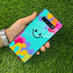 Cute Blue Smiley Multicolor Glass Case For Samsung - ShopOnCliQ