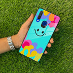 Cute Blue Smiley Multicolor Glass Case For Vivo - ShopOnCliQ