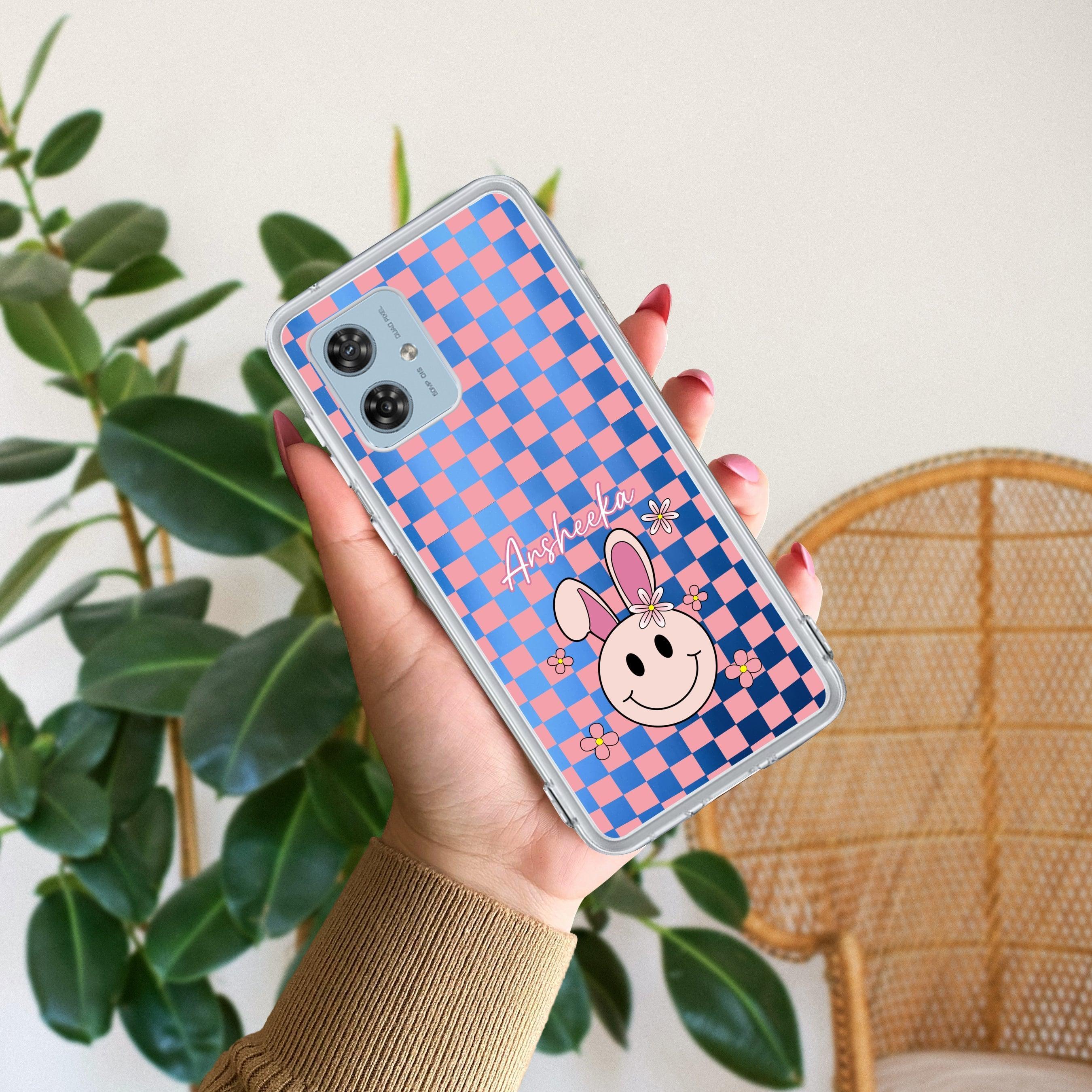 Cute Bunny Customize Transparent Silicon Case For Motorola G85 5G