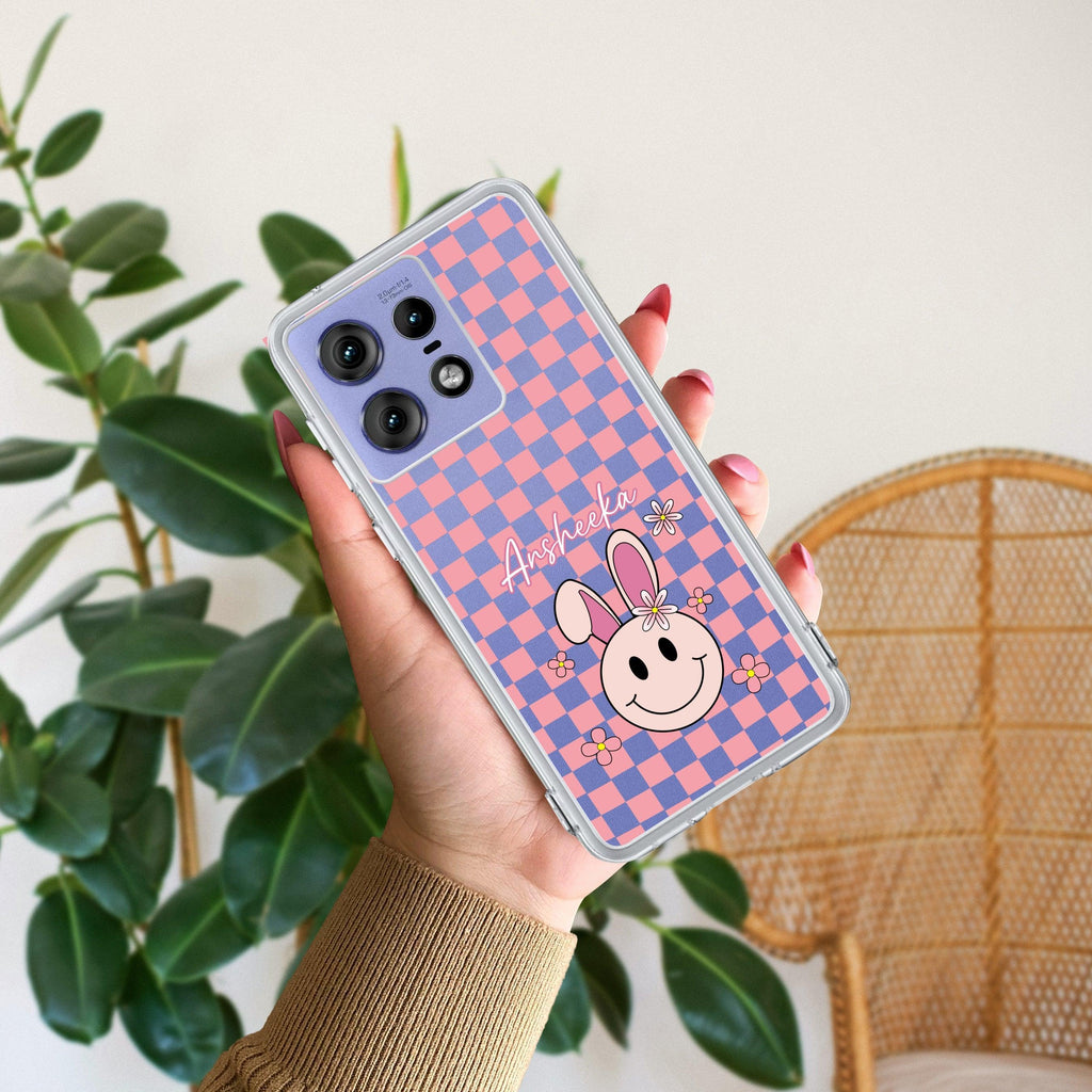 Cute Bunny Customize Anti Yellow Case For Motorola Edge 50 Pro