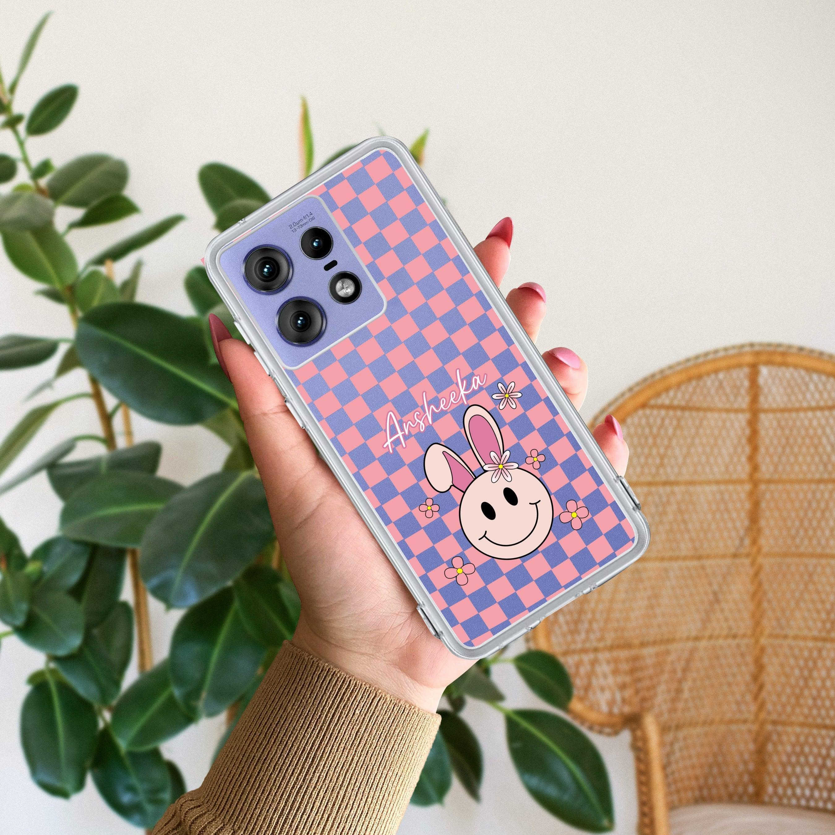 Cute Bunny Customize Anti Yellow Case For Motorola Edge 50 Pro
