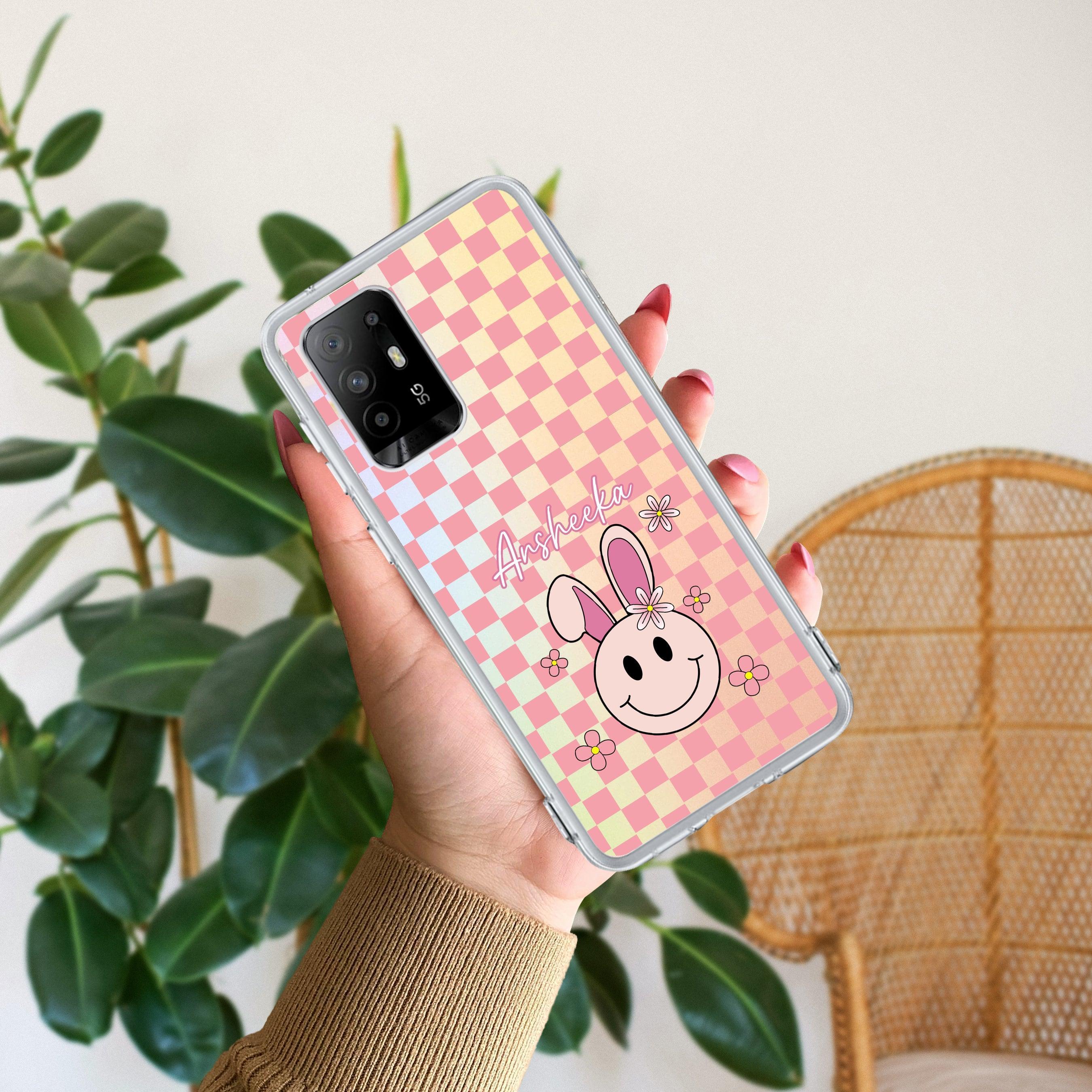 Cute Bunny Customize Anti Yellow Case For Oppo F19 Pro Plus