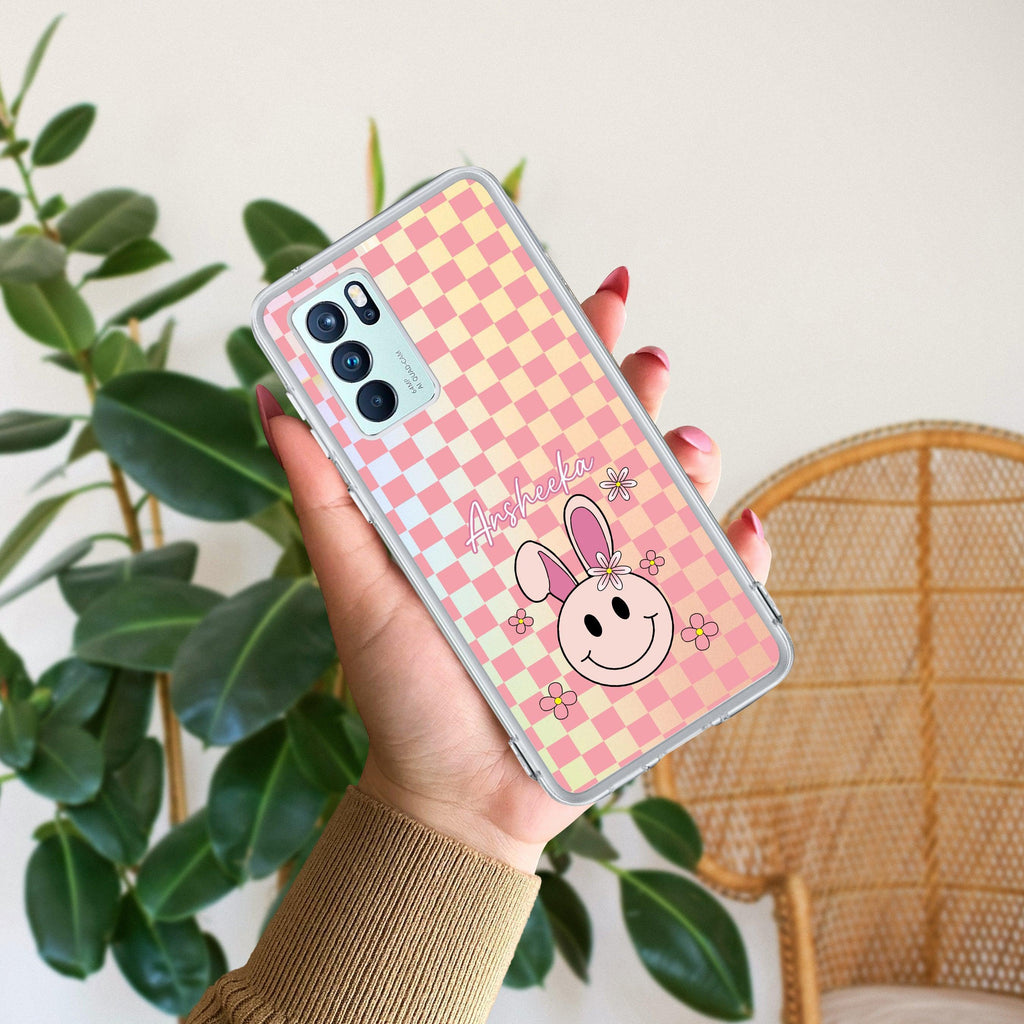 Cute Bunny Customize Anti Yellow Case For Oppo Reno 6 Pro 5G