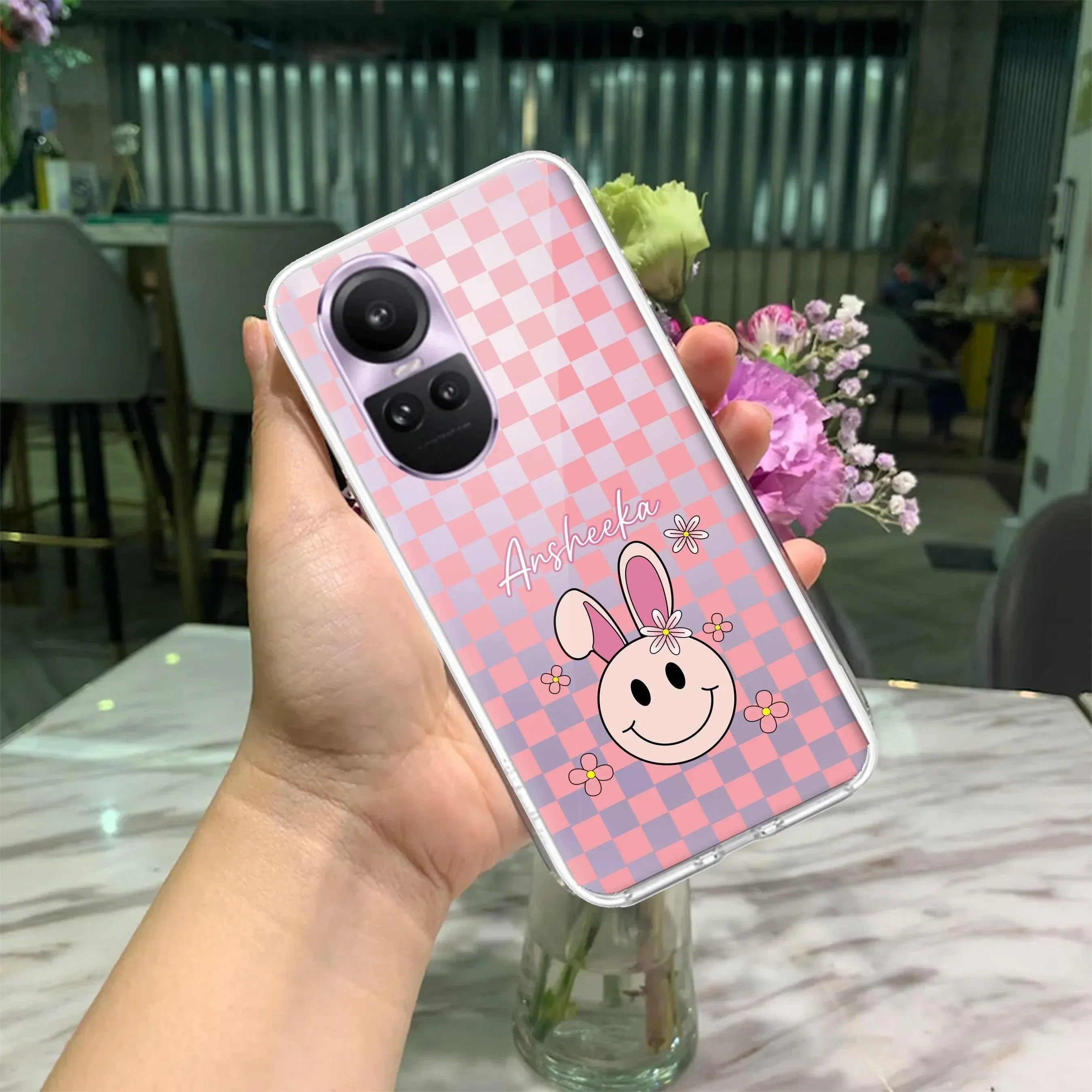 Cute Bunny Customize Anti Yellow Case For Oppo Reno 10 5G