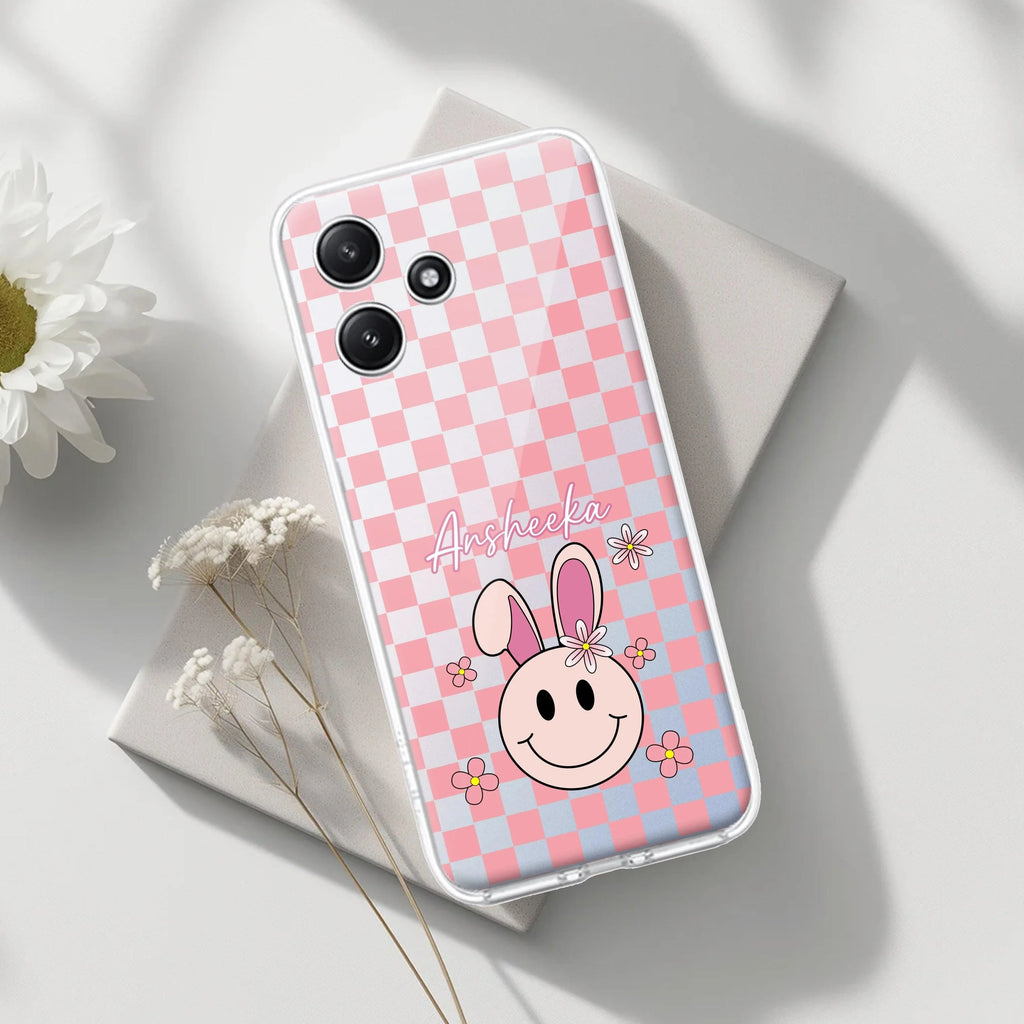 Cute Bunny Customize Transparent Silicon Case For Redmi Note 13 5G