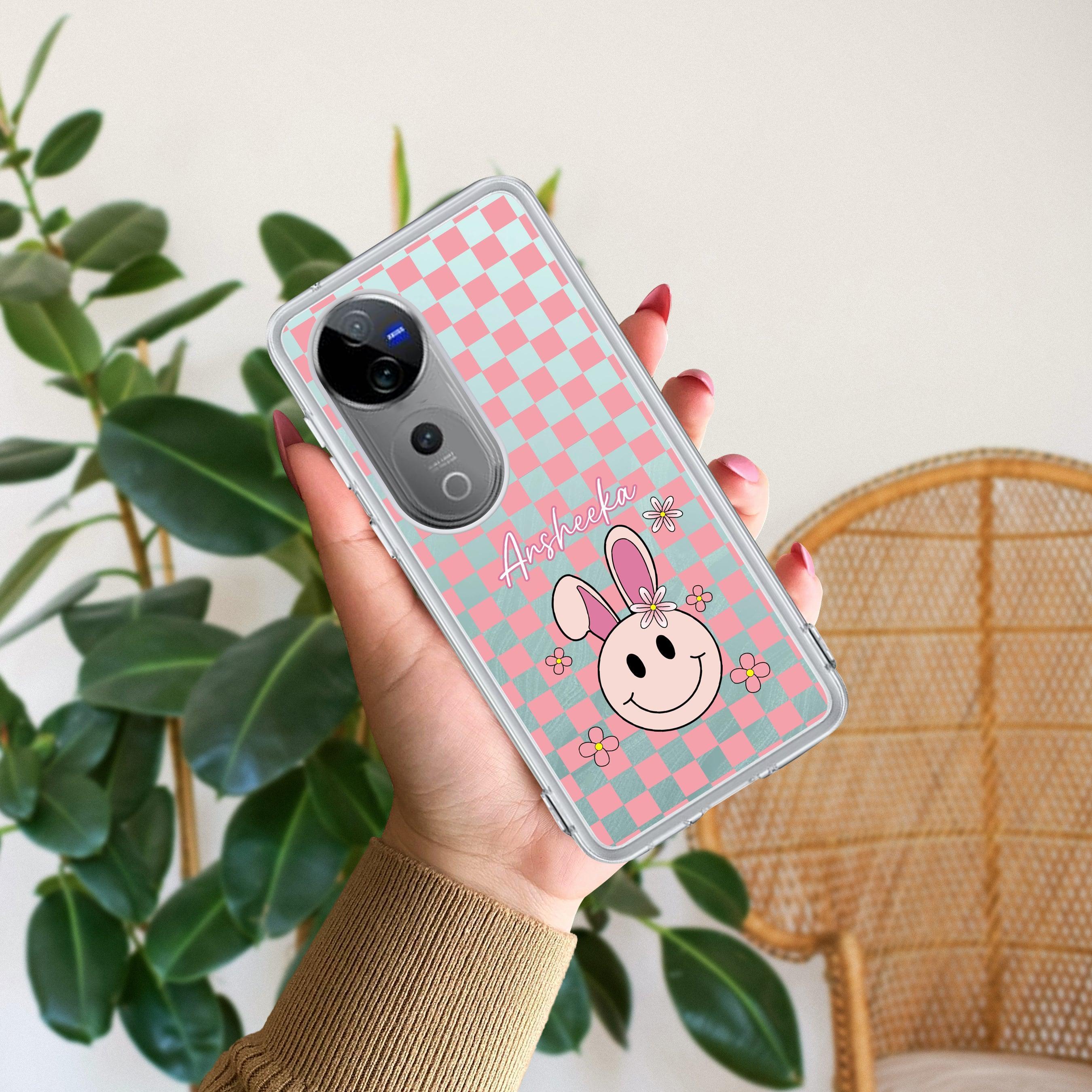 Cute Bunny Customize Transparent Silicon Case For Vivo V29 Pro 5G