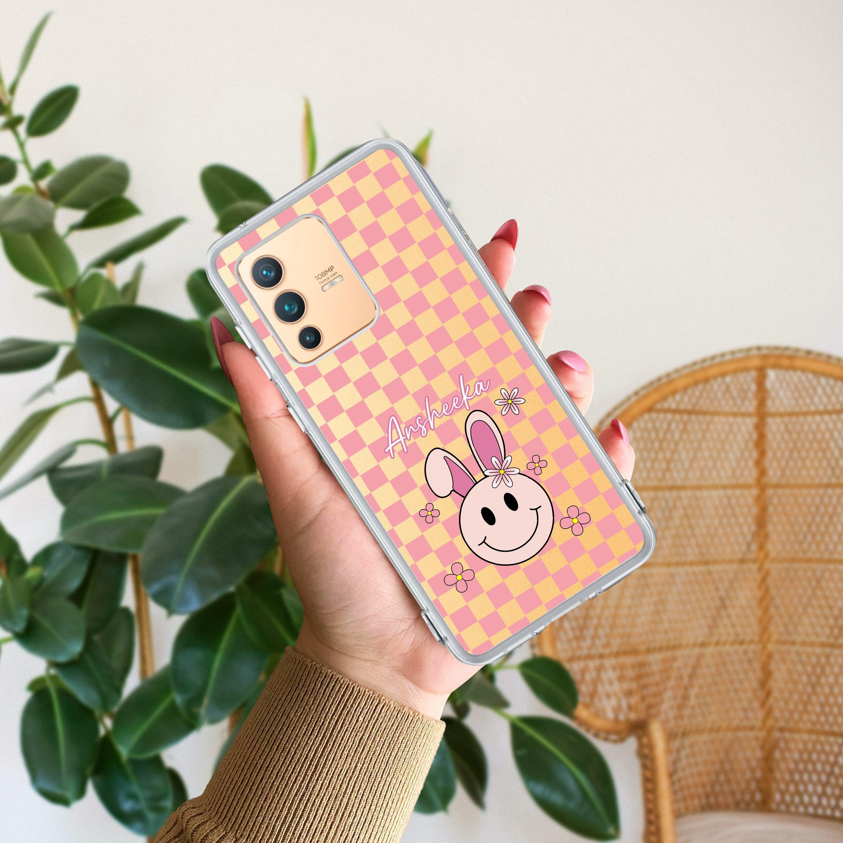 Cute Bunny Customize Transparent Silicon Case For Vivo V25
