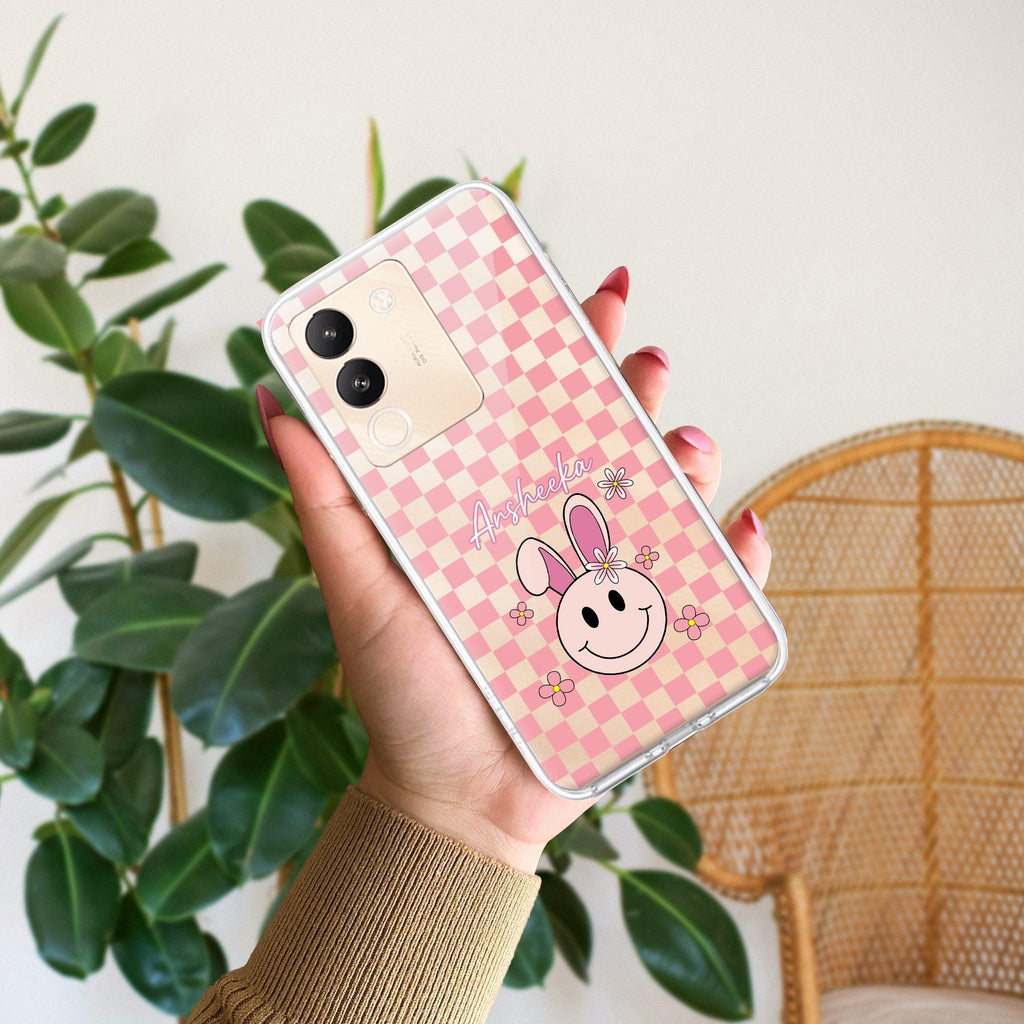 Cute Bunny Customize Transparent Silicon Case For Vivo Y35