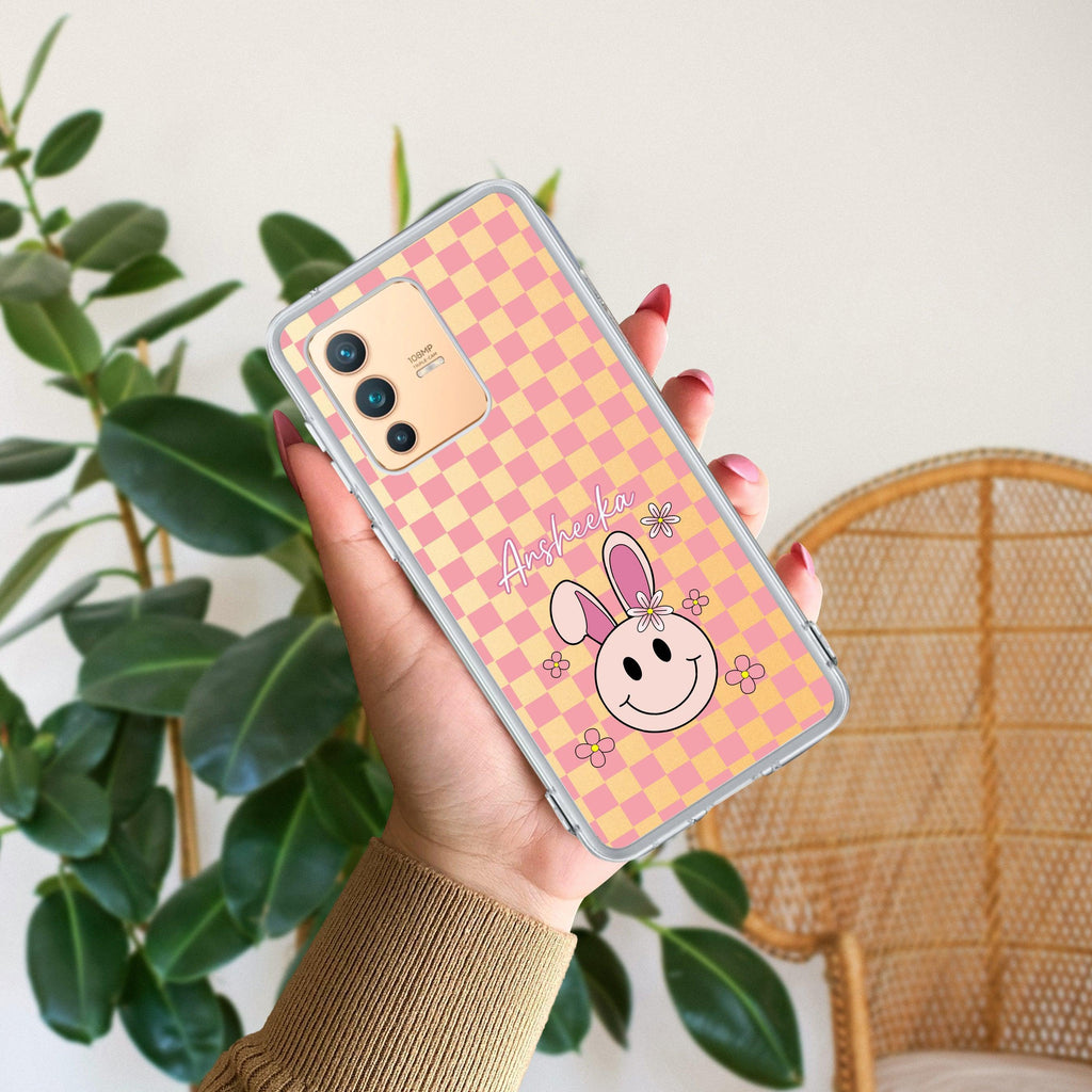 Cute Bunny Customize Transparent Silicon Case For Vivo V23E