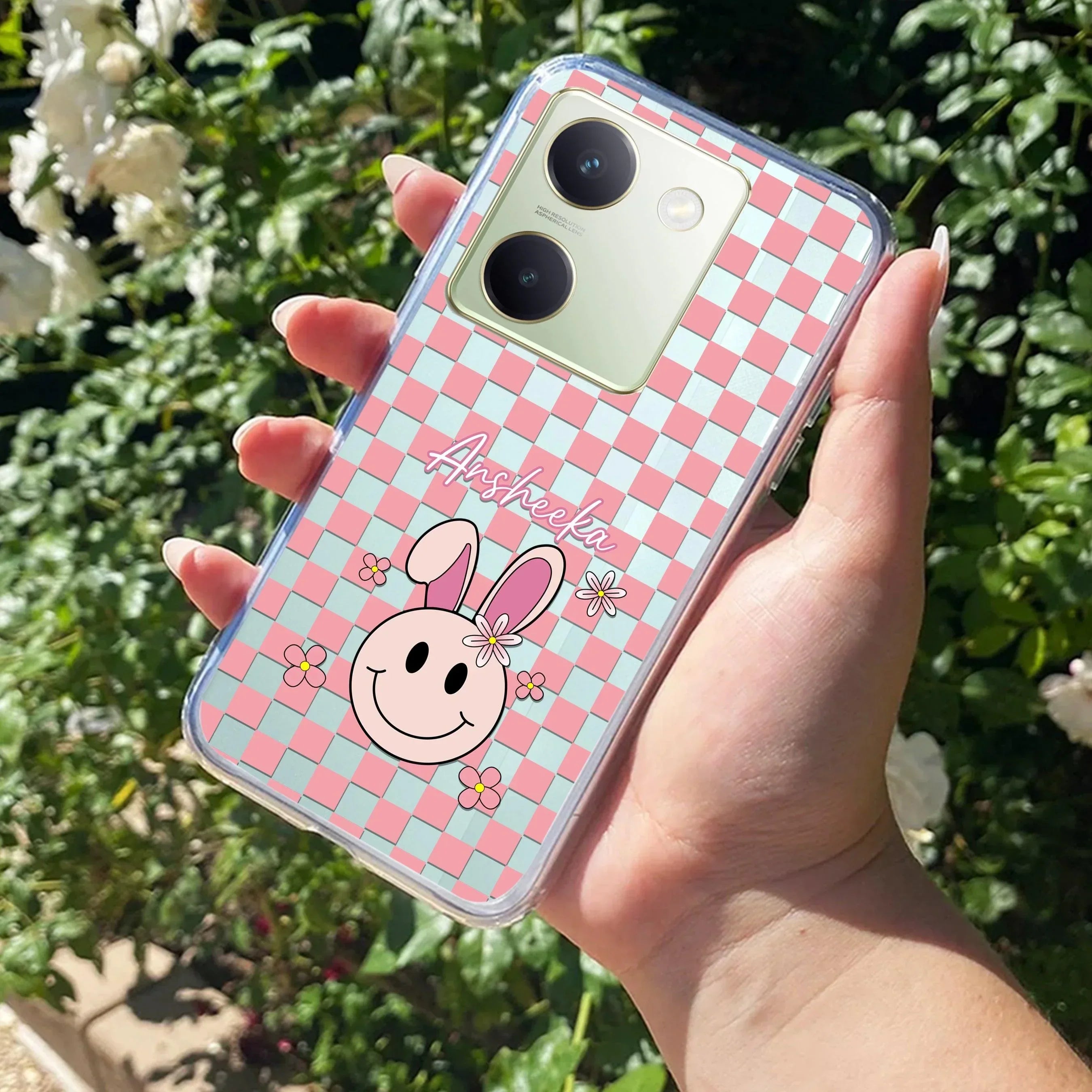 Cute Bunny Customize Transparent Silicon Case For Vivo Y75 4G