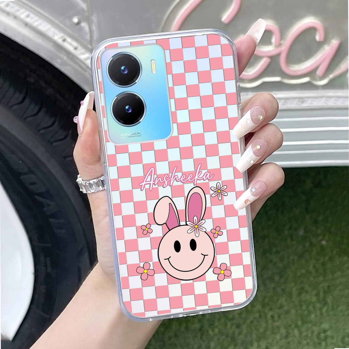 Cute Bunny Customize Transparent Silicon Case For Vivo - ShopOnCliQ