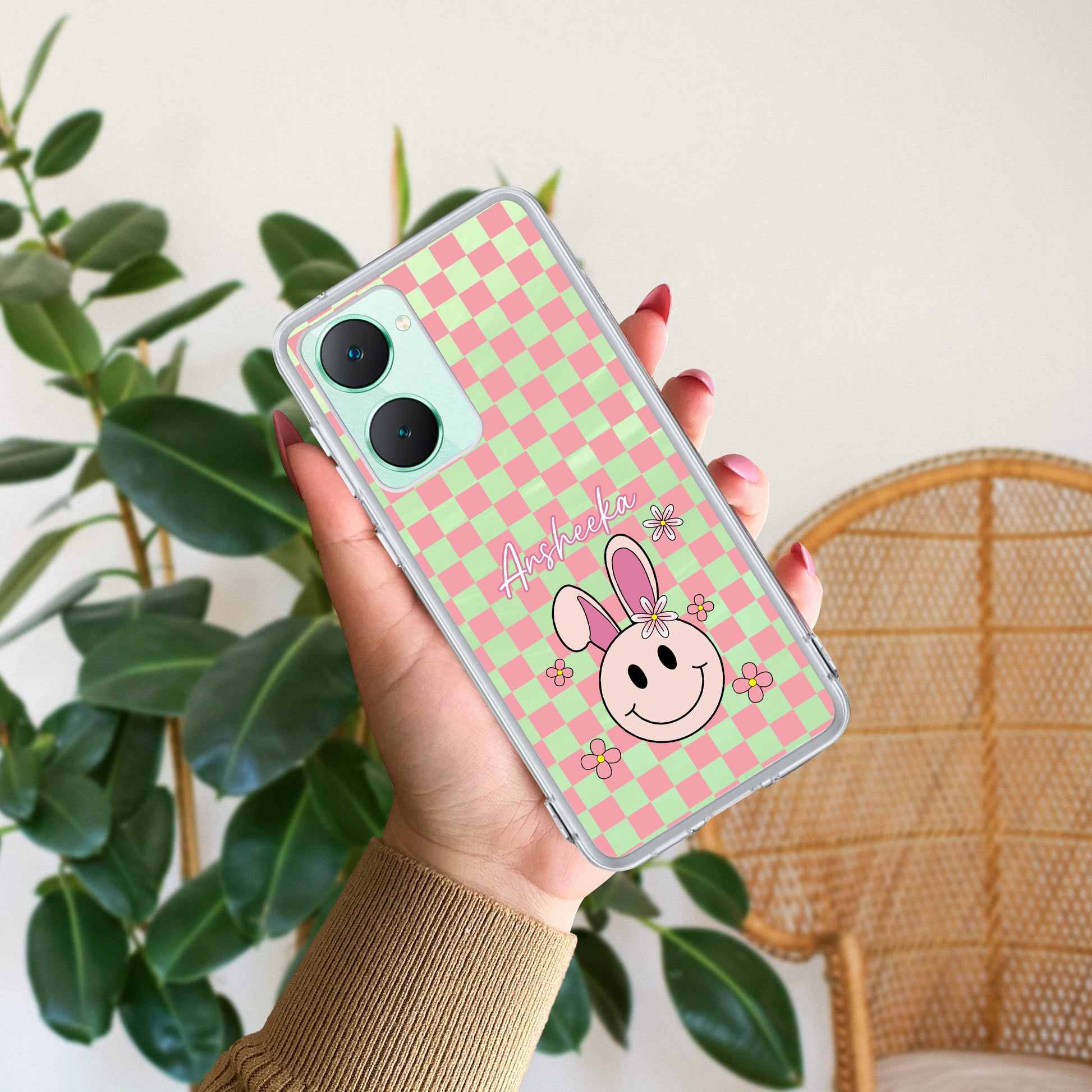 Cute Bunny Customize Transparent Silicon Case For Vivo - ShopOnCliQ