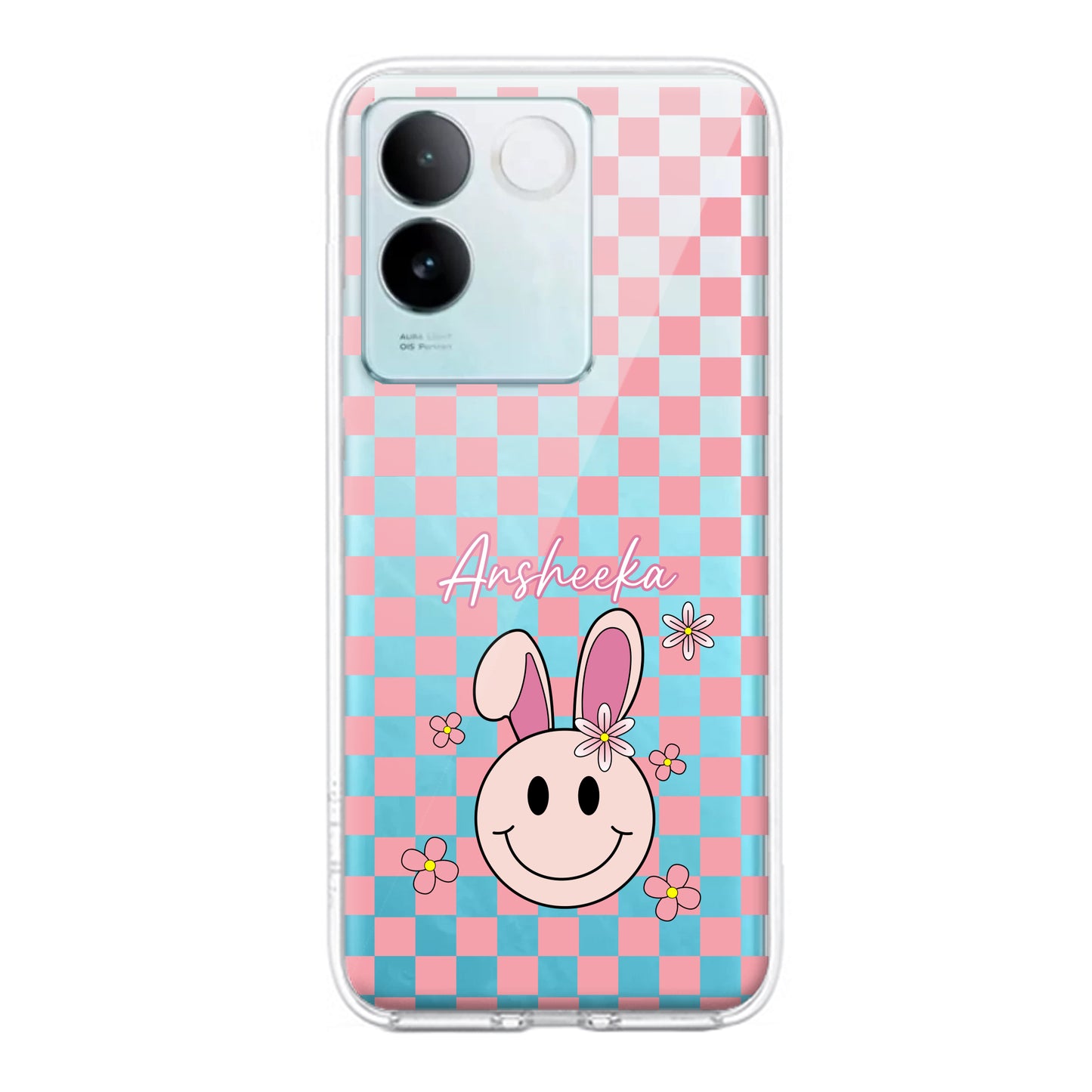 Cute Bunny Customize Transparent Silicon Case For iQOO ShopOnCliQ