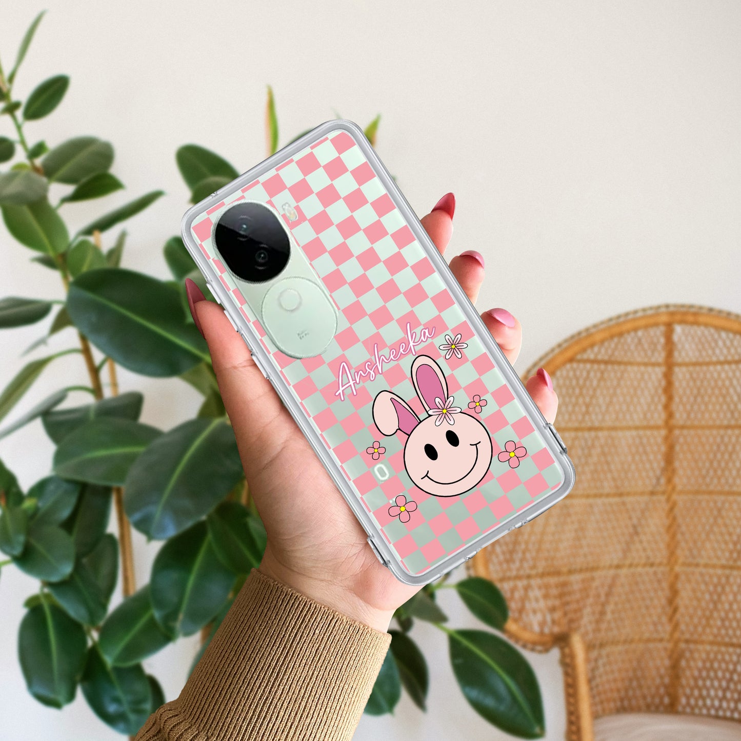 Cute Bunny Customize Transparent Silicon Case For iQOO ShopOnCliQ