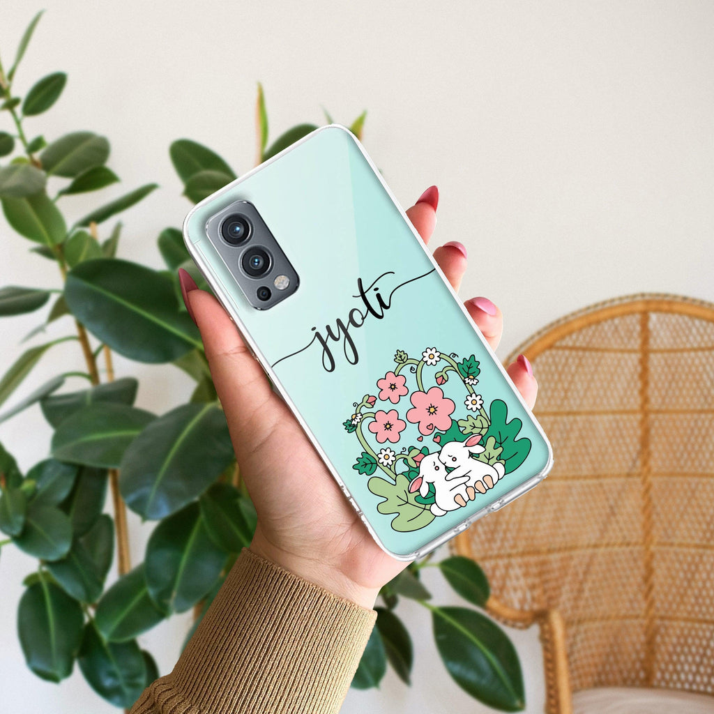 Cute Bunny Customize Transparent Silicon Case V2 For OnePlus Nord 2 5G