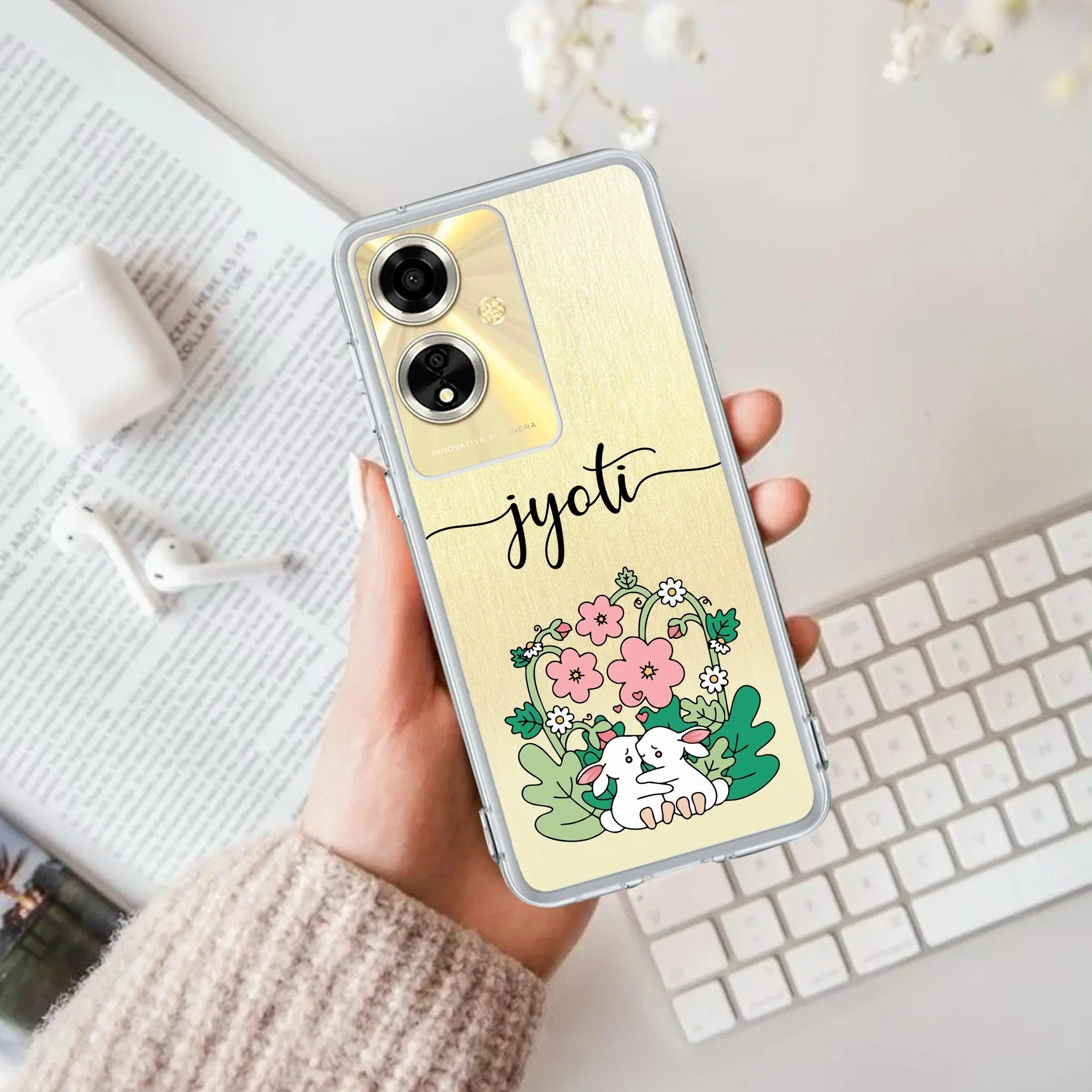 Cute Bunny Customize Anti Yellow Case V2 For Oppo A59 5G