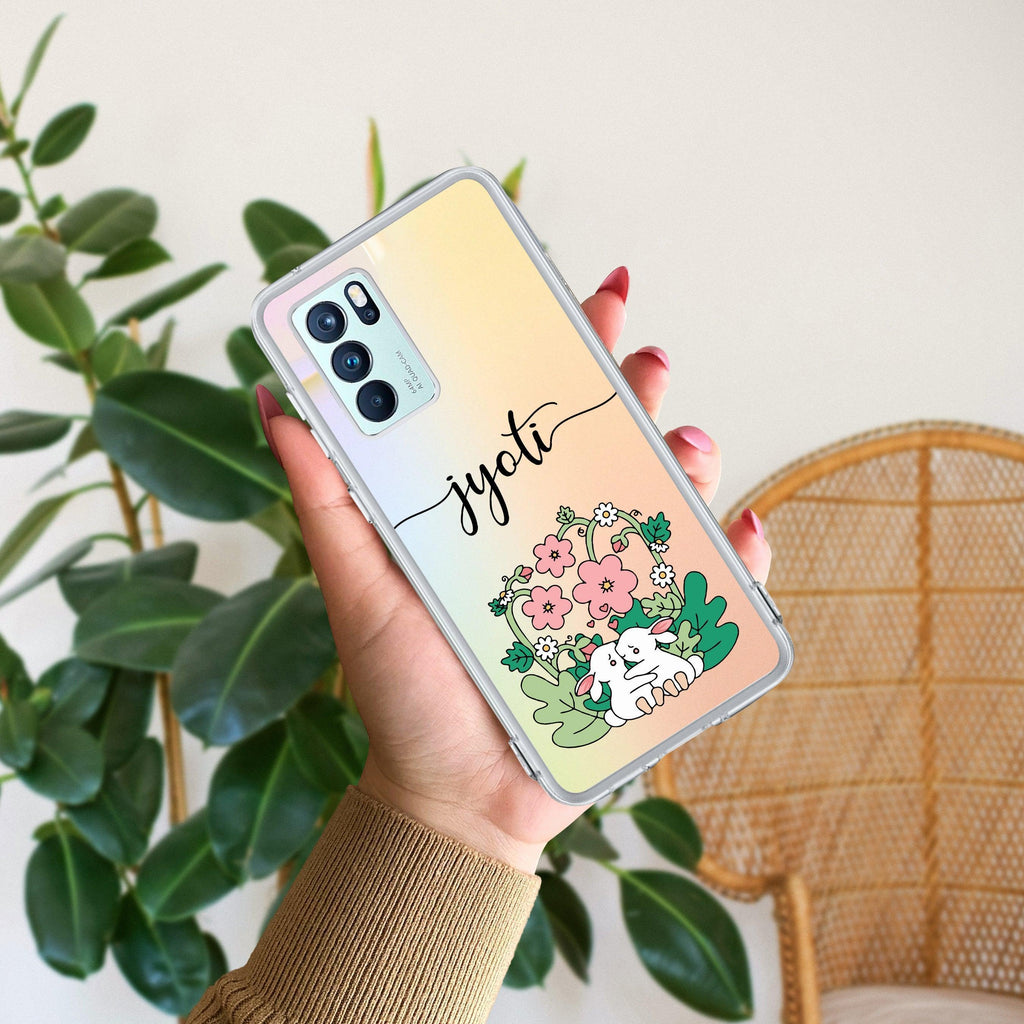 Cute Bunny Customize Anti Yellow Case V2 For Oppo Reno 6 Pro 5G